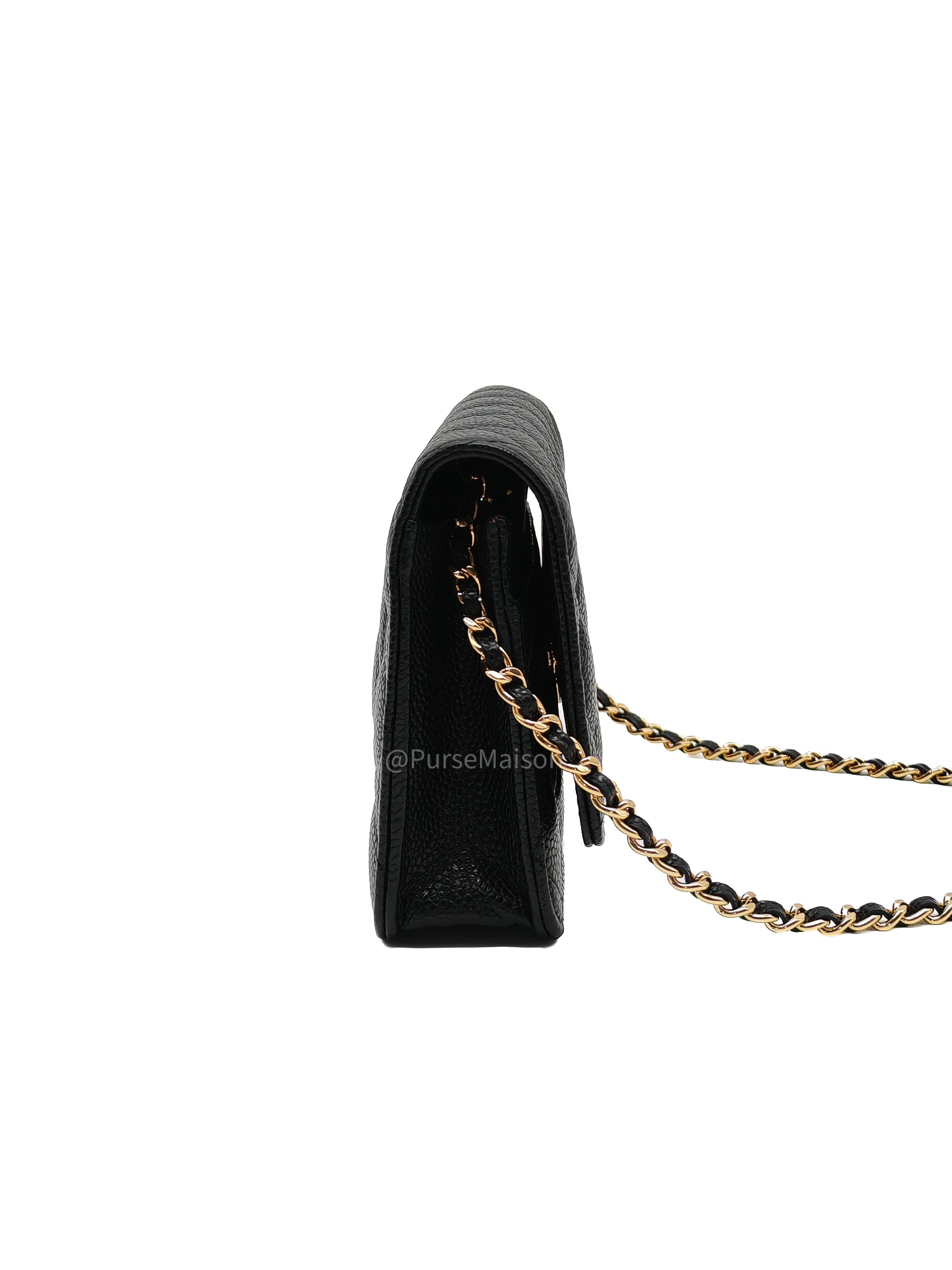 Chanel Classic Wallet on Chain in Black Quilted Caviar Leather and Gold Hardware Series 29