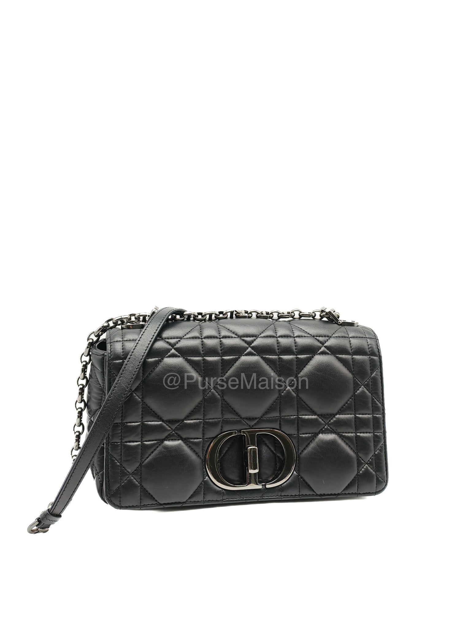Dior Caro Medium in Black Lambskin Leather Chain Shoulder Bag
