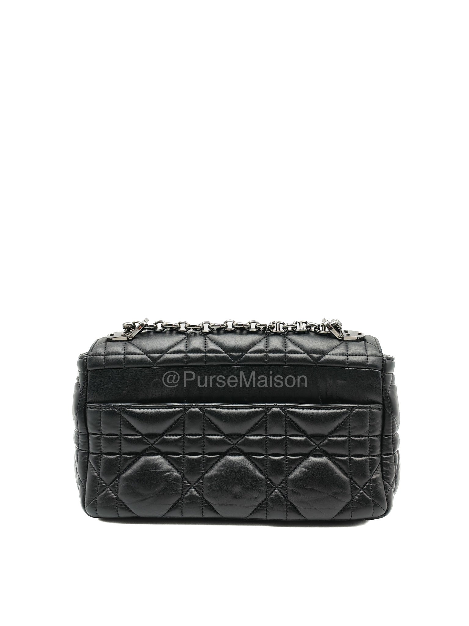 Dior Caro Medium in Black Lambskin Leather Chain Shoulder Bag