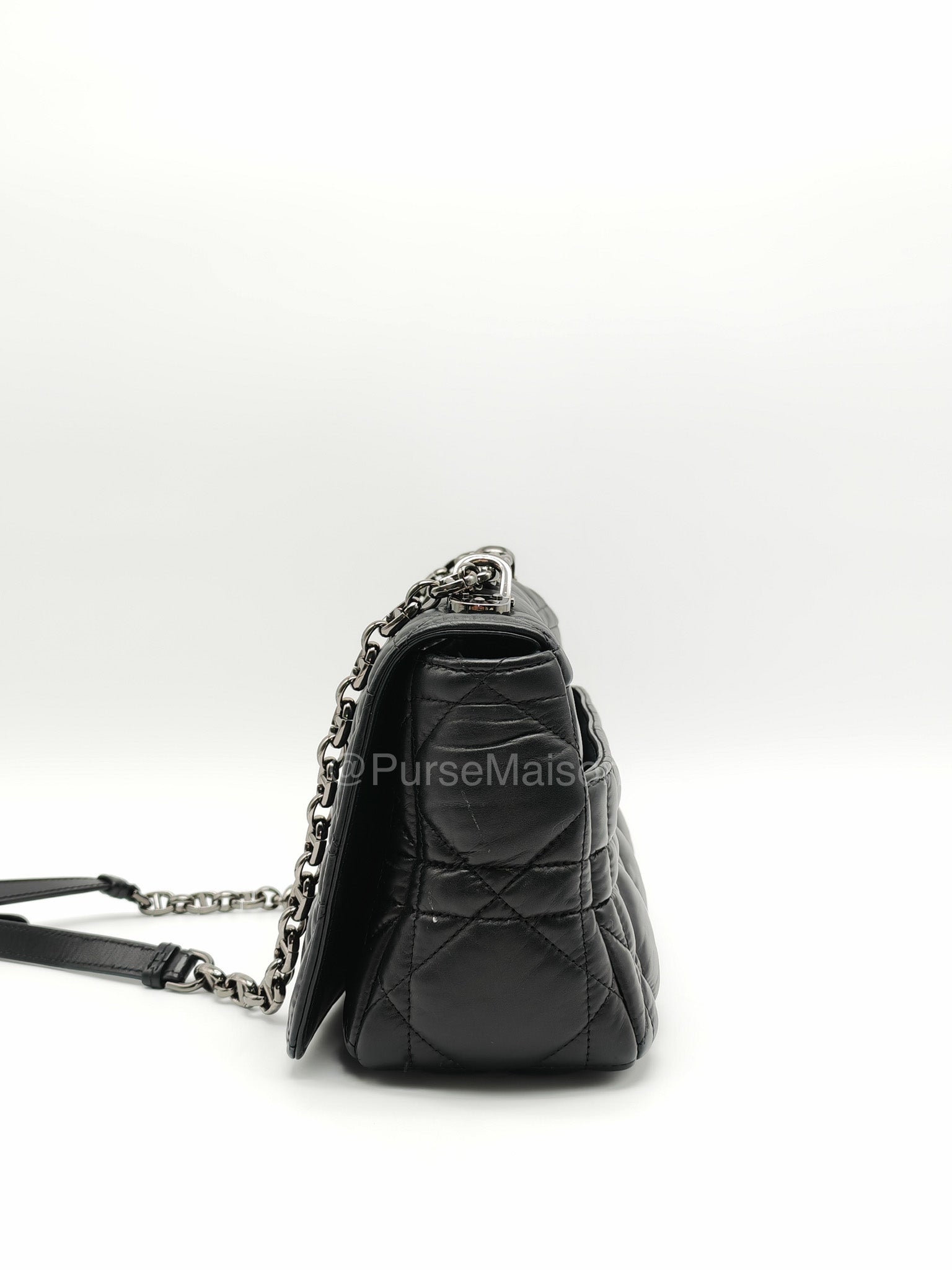 Dior Caro Medium in Black Lambskin Leather Chain Shoulder Bag