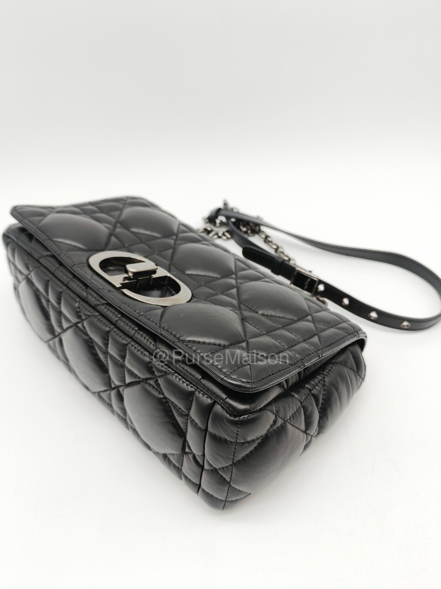 Dior Caro Medium in Black Lambskin Leather Chain Shoulder Bag