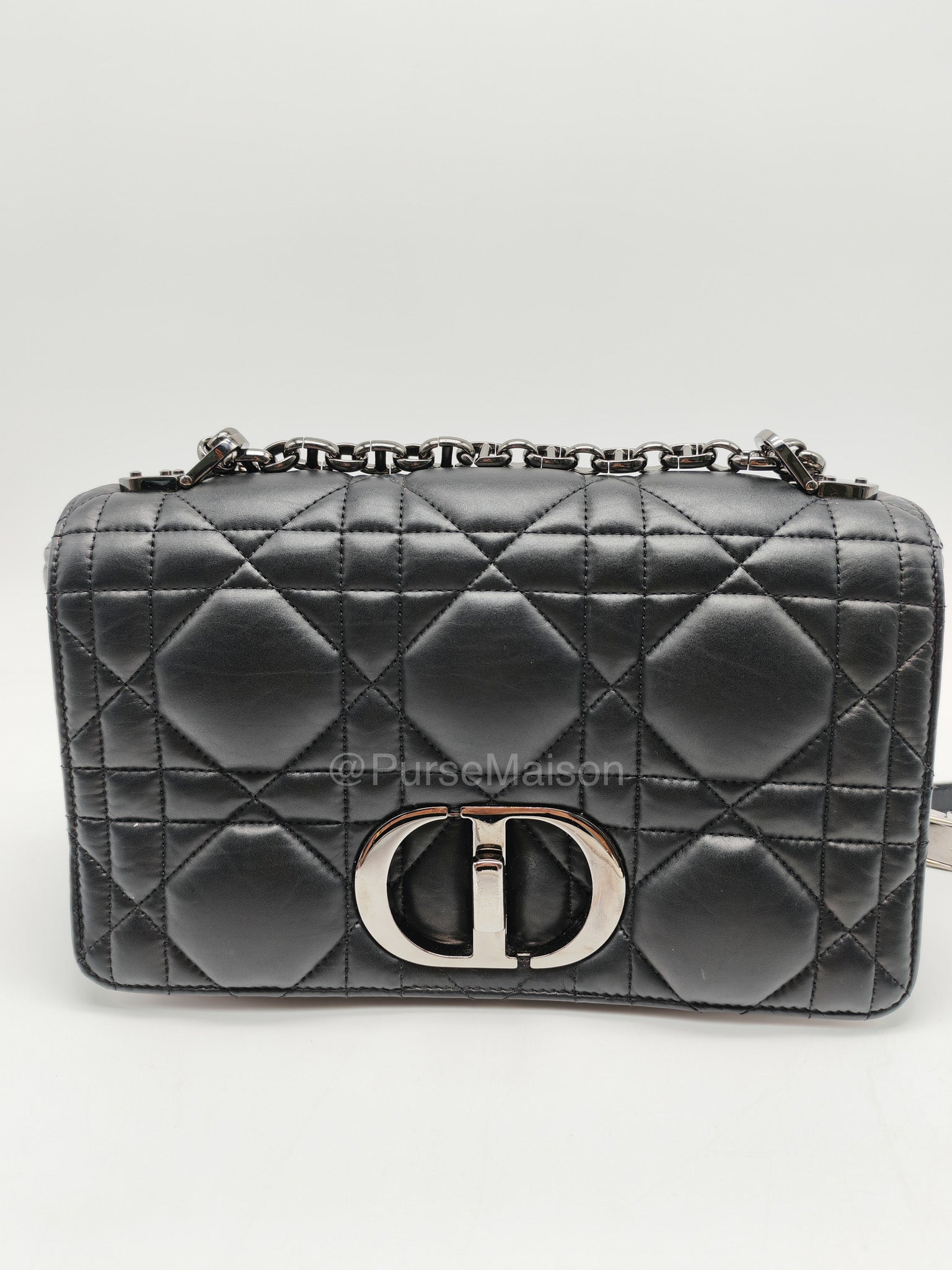 Dior Caro Medium in Black Lambskin Leather Chain Shoulder Bag