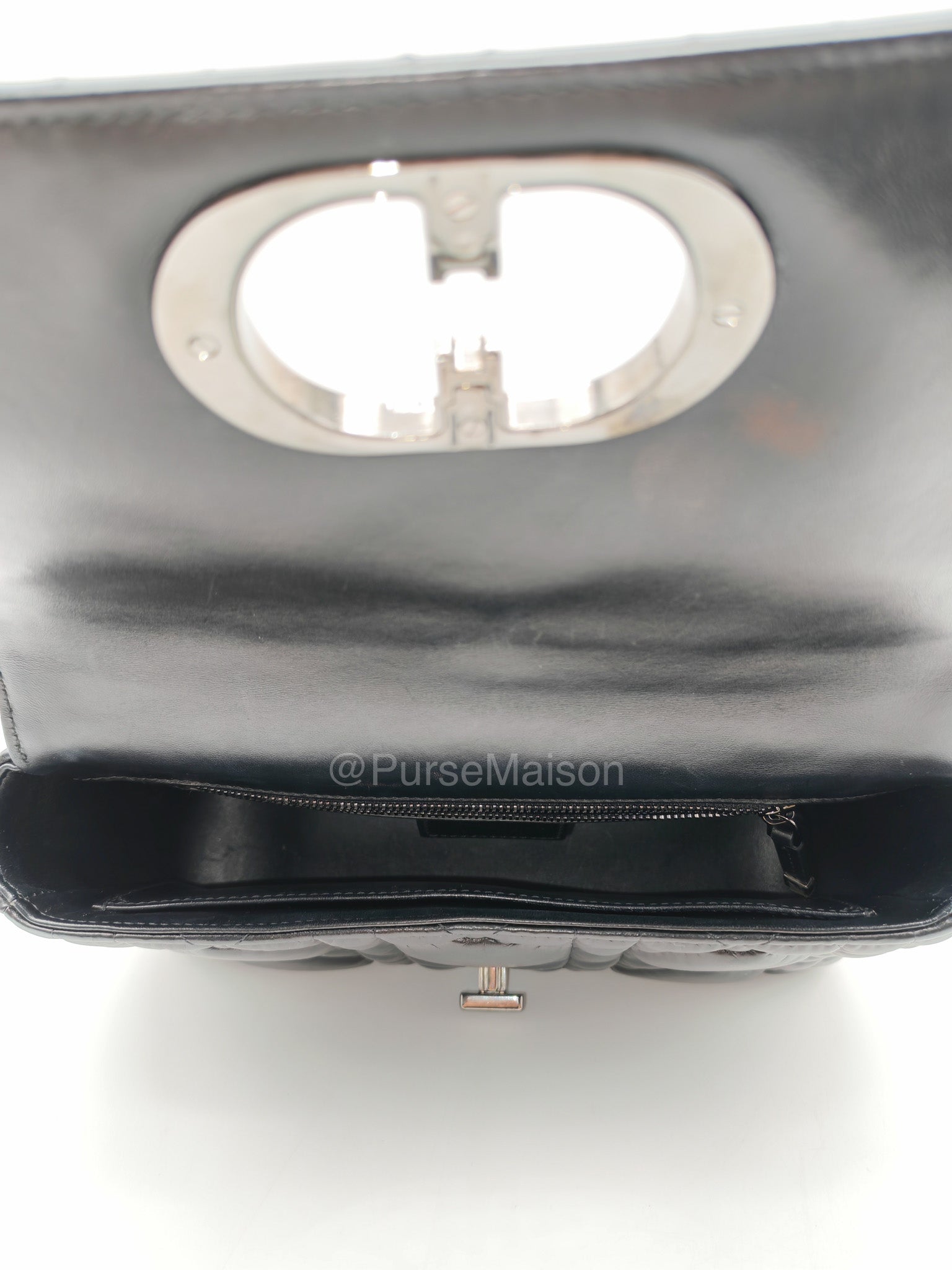 Dior Caro Medium in Black Lambskin Leather Chain Shoulder Bag