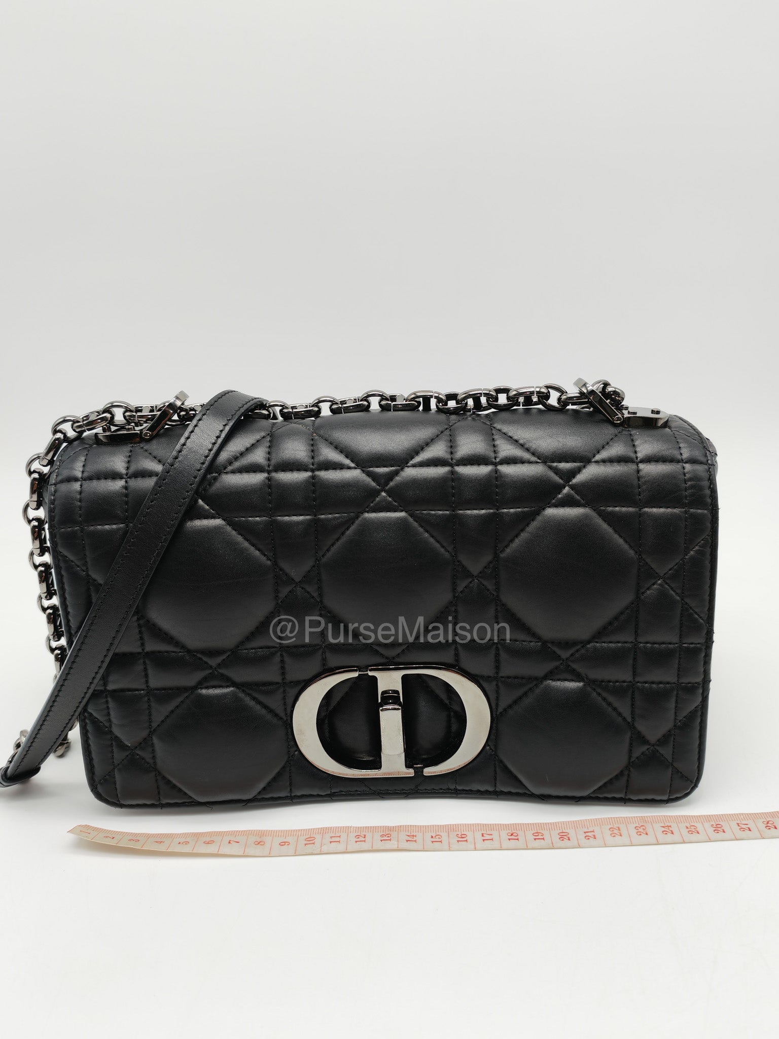 Dior Caro Medium in Black Lambskin Leather Chain Shoulder Bag