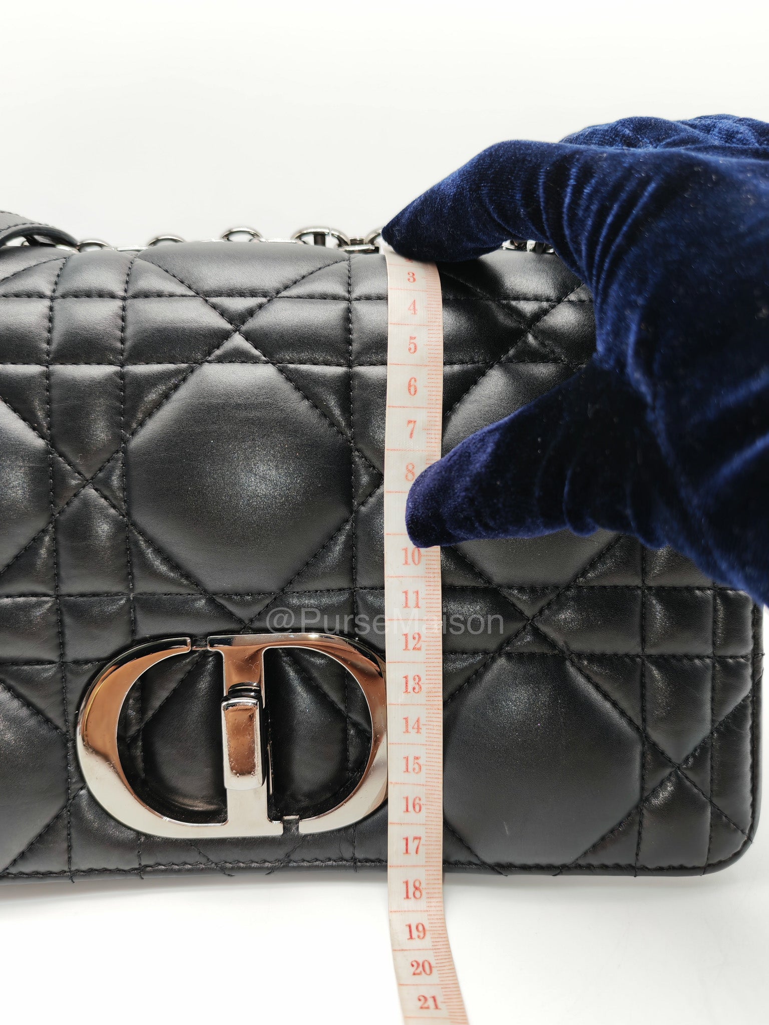 Dior Caro Medium in Black Lambskin Leather Chain Shoulder Bag