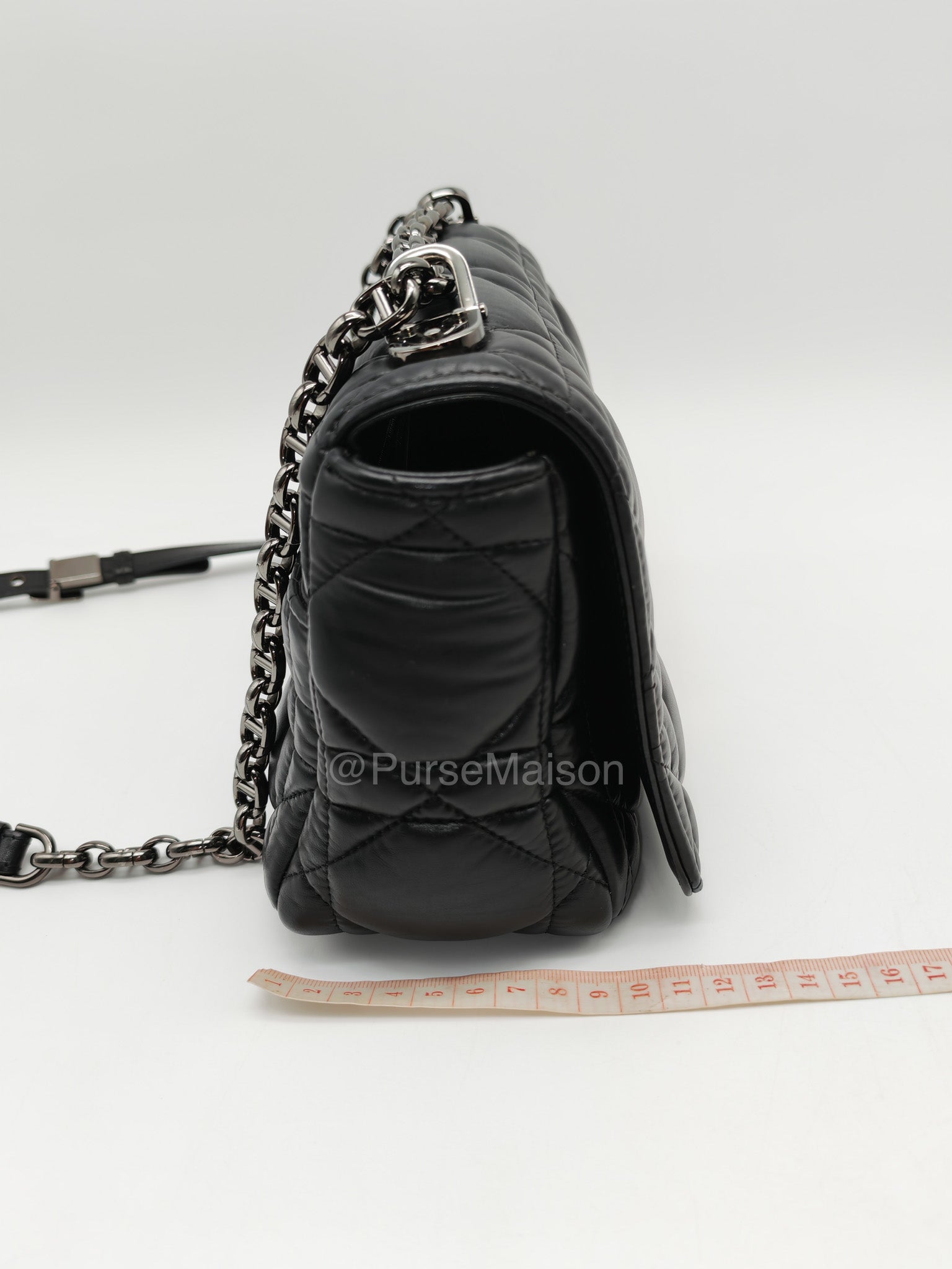 Dior Caro Medium in Black Lambskin Leather Chain Shoulder Bag