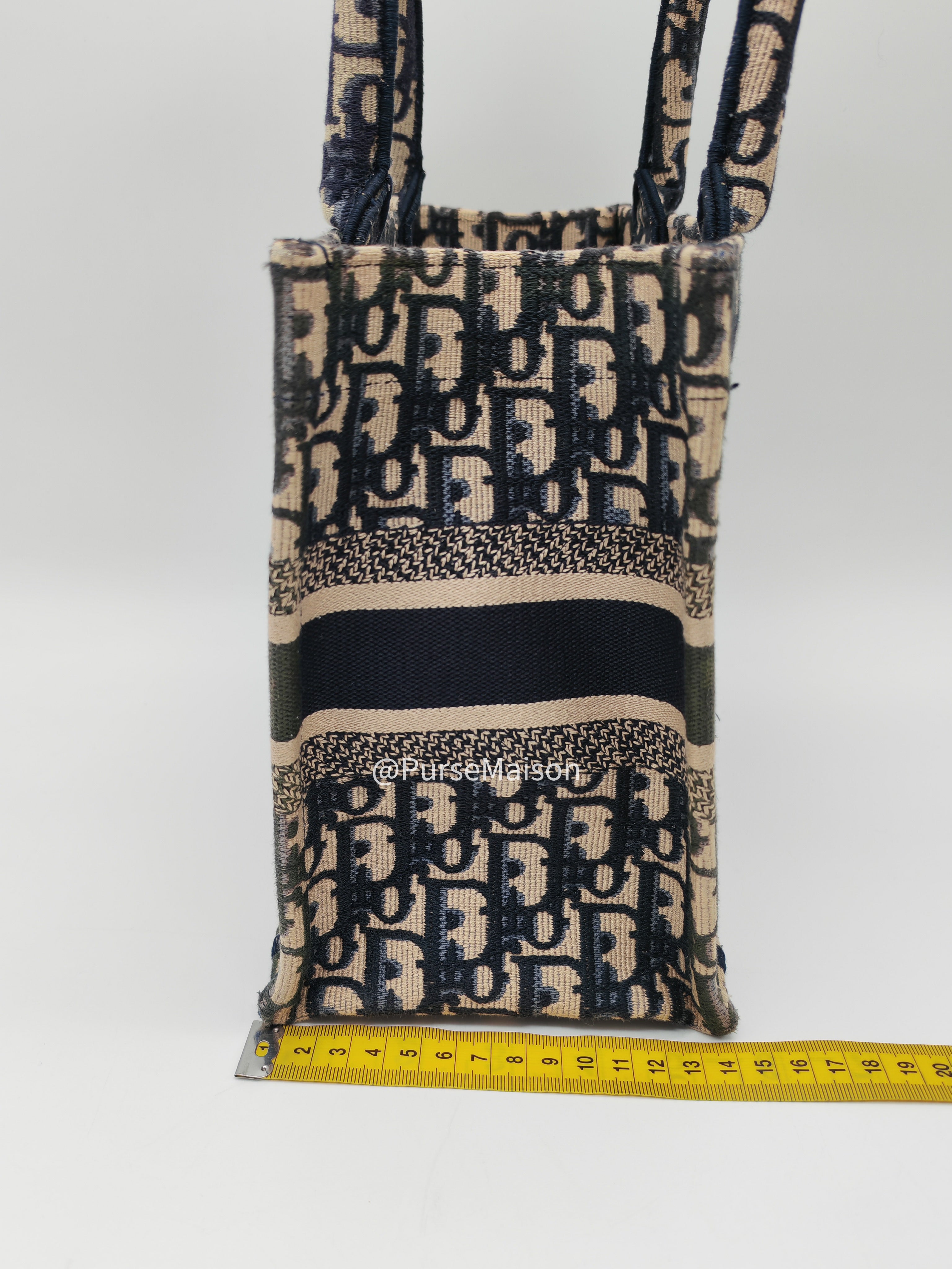 Christian Dior Book Tote Bag Small in Blue Oblique Embroidered Canvas