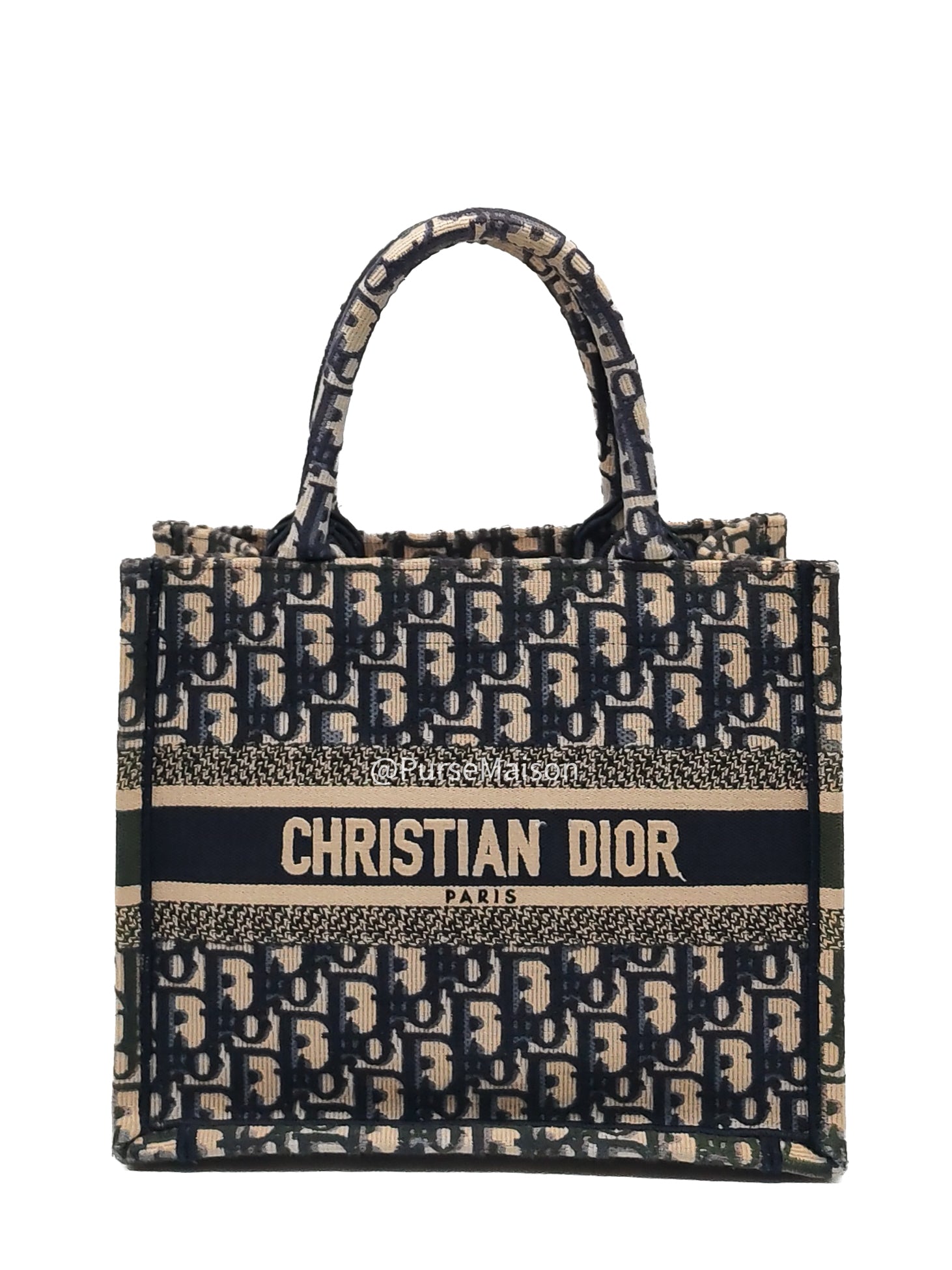 Christian Dior Book Tote Bag Small in Blue Oblique Embroidered Canvas