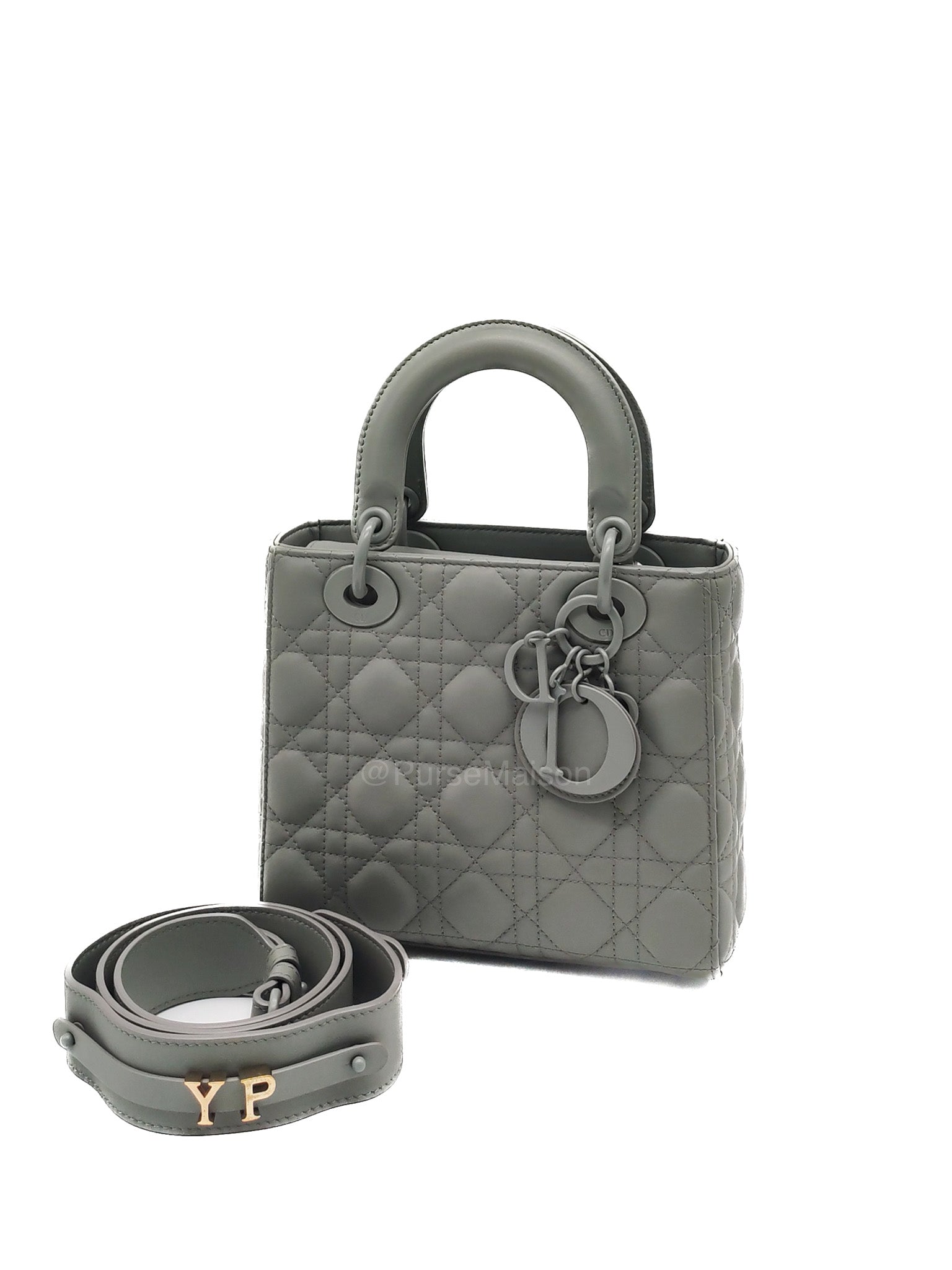 Christian Dior Lady Dior My ABCDior Small in Gray Ultra Matte Cannage Lambskin Leather