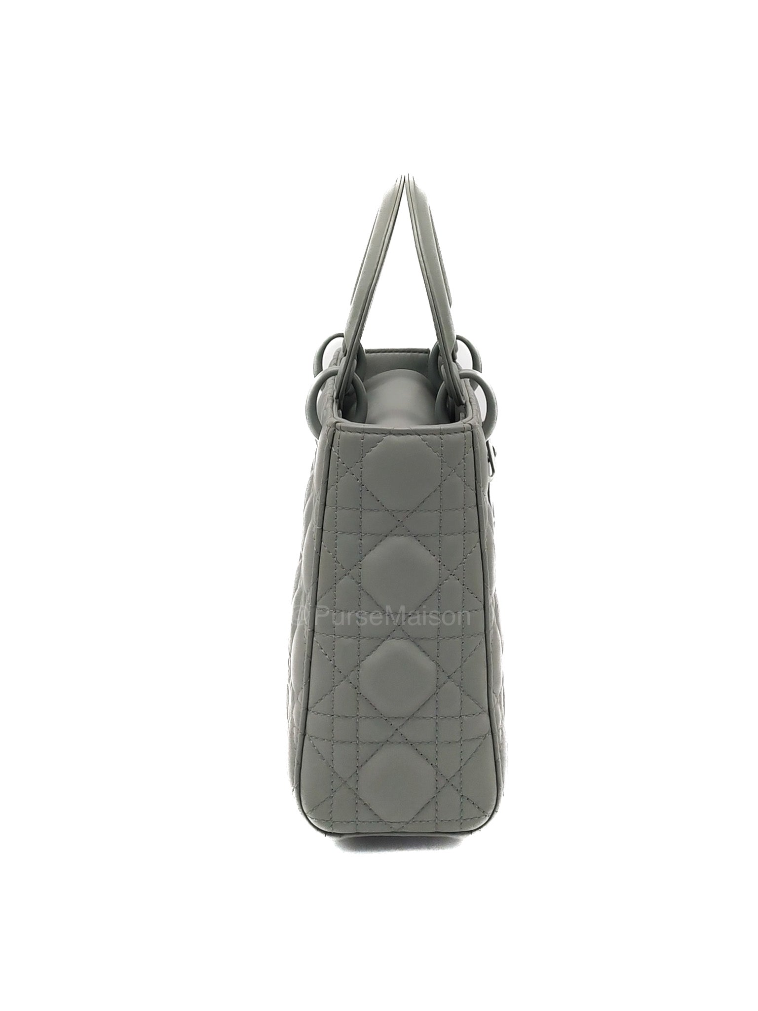 Christian Dior Lady Dior My ABCDior Small in Gray Ultra Matte Cannage Lambskin Leather