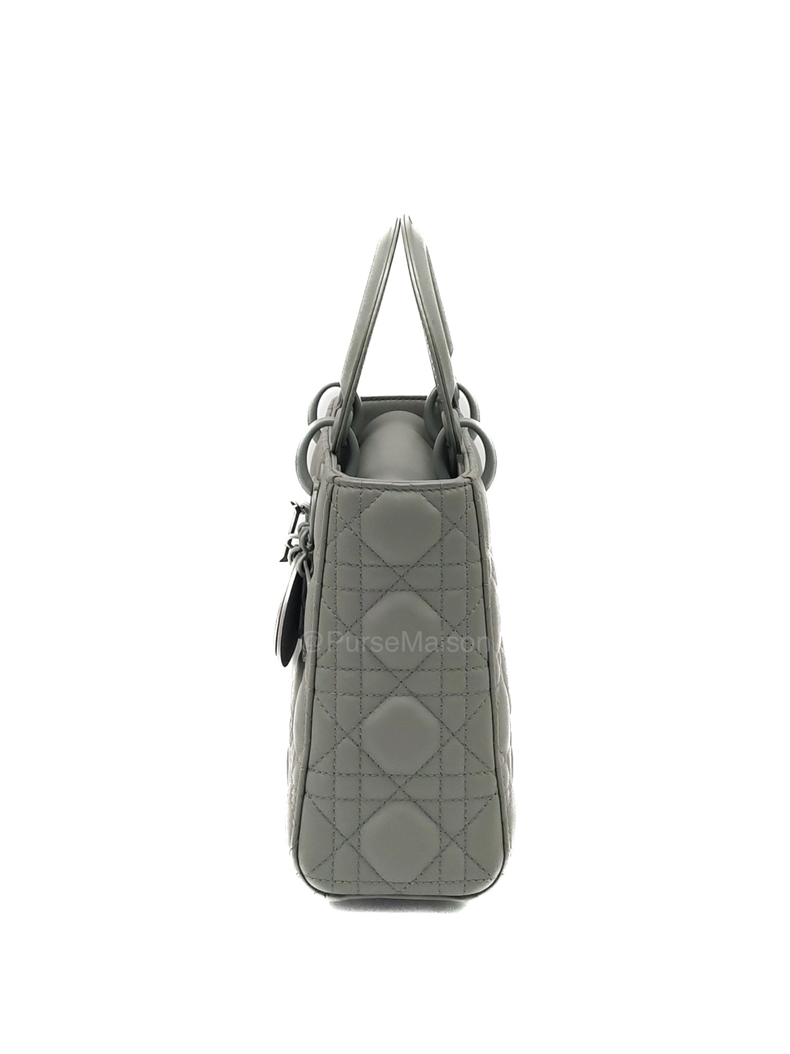 Christian Dior Lady Dior My ABCDior Small in Gray Ultra Matte Cannage Lambskin Leather