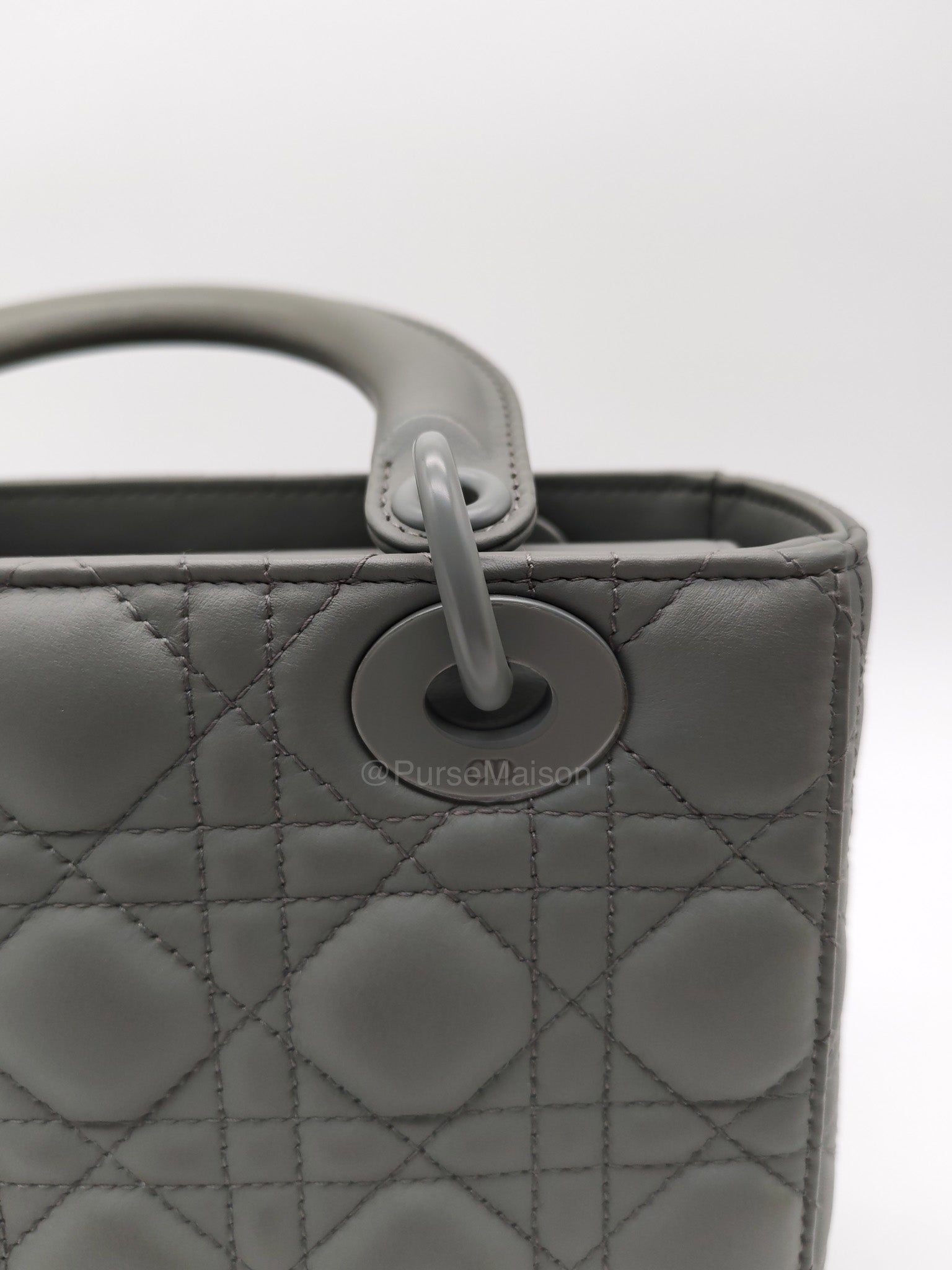 Christian Dior Lady Dior My ABCDior Small in Gray Ultra Matte Cannage Lambskin Leather