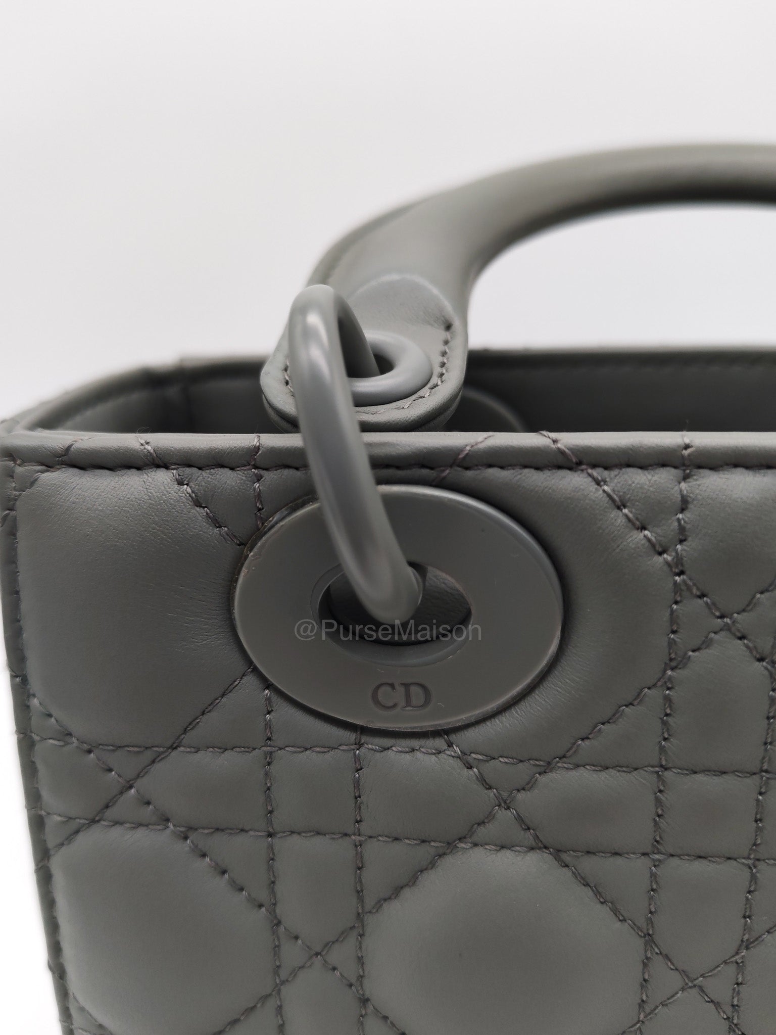 Christian Dior Lady Dior My ABCDior Small in Gray Ultra Matte Cannage Lambskin Leather