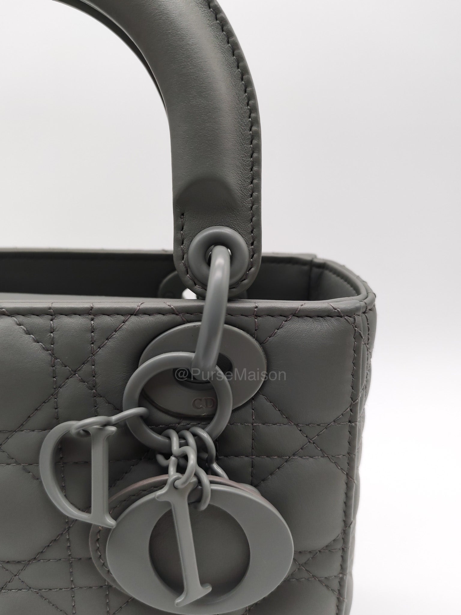 Christian Dior Lady Dior My ABCDior Small in Gray Ultra Matte Cannage Lambskin Leather