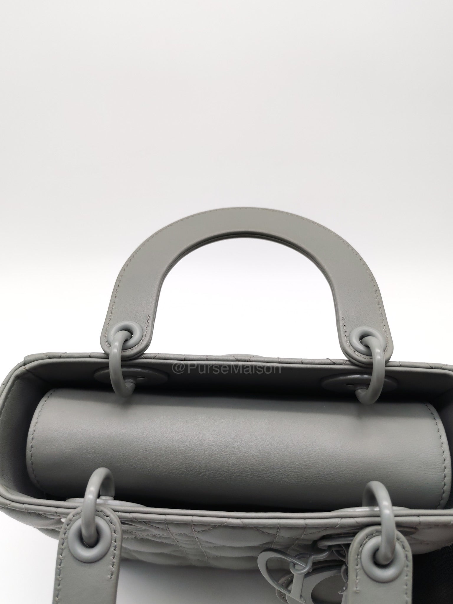 Christian Dior Lady Dior My ABCDior Small in Gray Ultra Matte Cannage Lambskin Leather