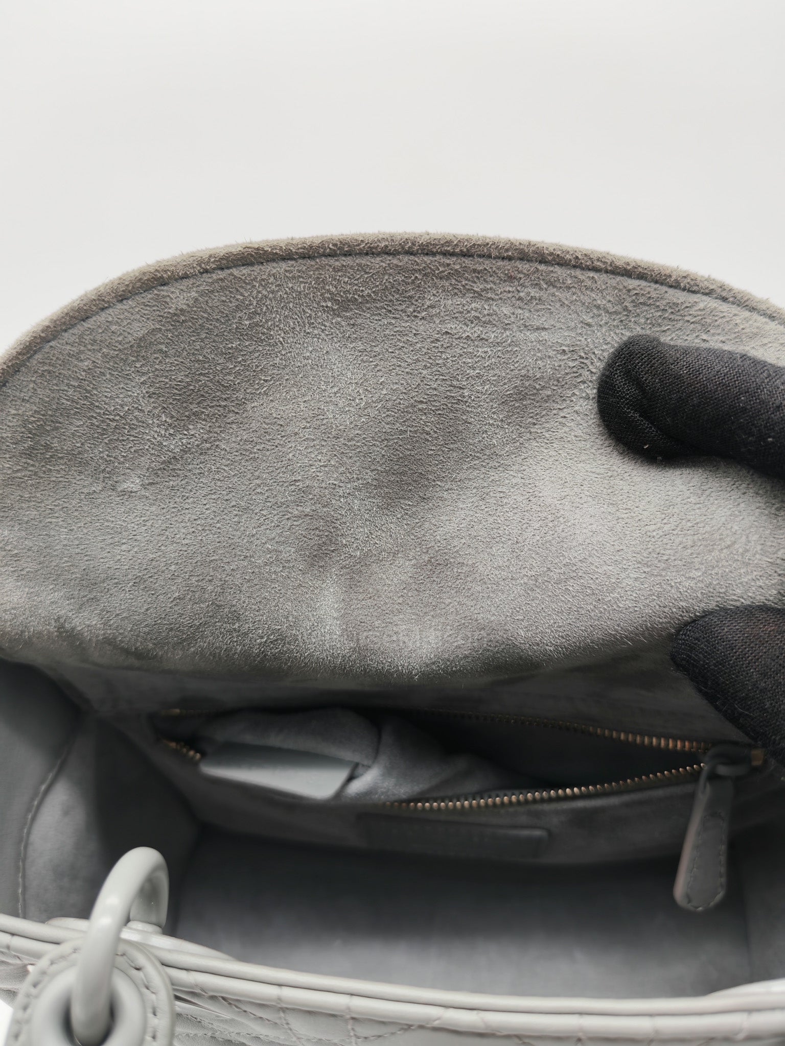 Christian Dior Lady Dior My ABCDior Small in Gray Ultra Matte Cannage Lambskin Leather