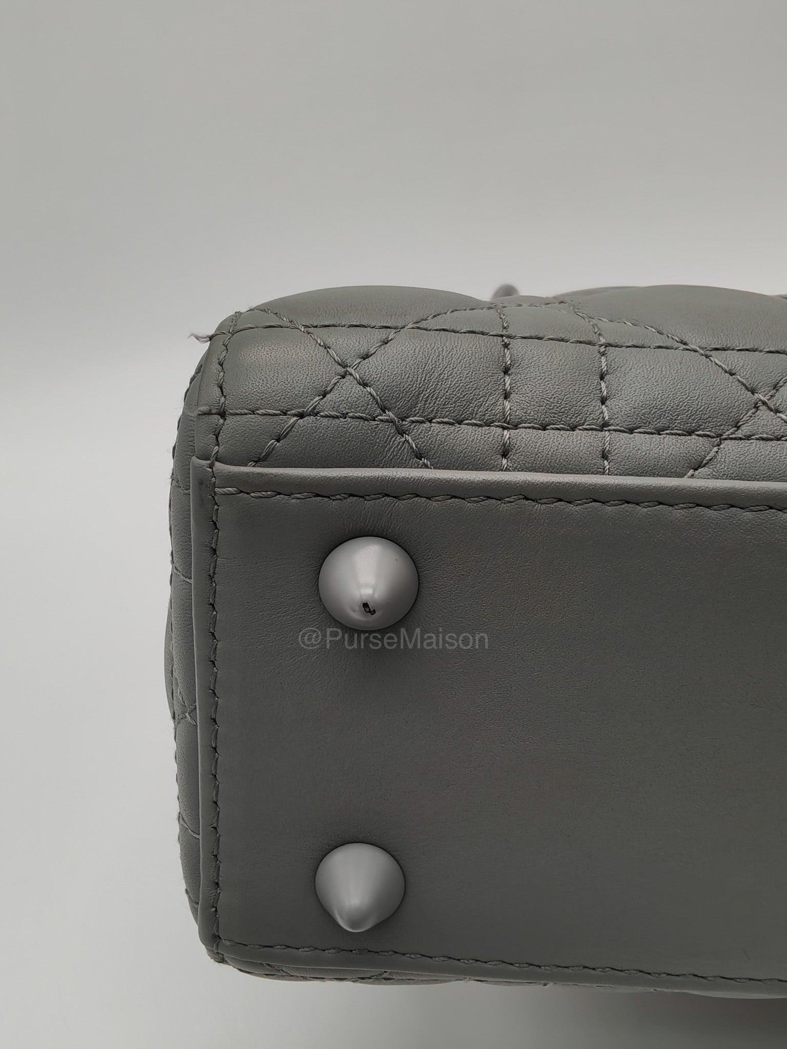 Christian Dior Lady Dior My ABCDior Small in Gray Ultra Matte Cannage Lambskin Leather