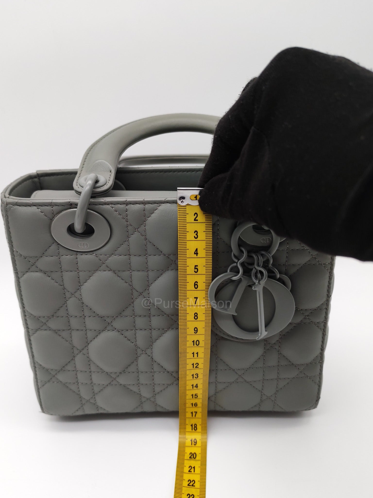 Christian Dior Lady Dior My ABCDior Small in Gray Ultra Matte Cannage Lambskin Leather