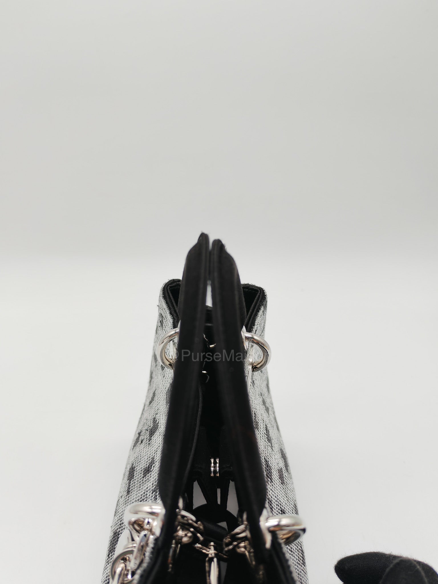 Christian Dior Leopard Lady Dior in Black and Gray  Wool Sequin Leather and Silver Hardware