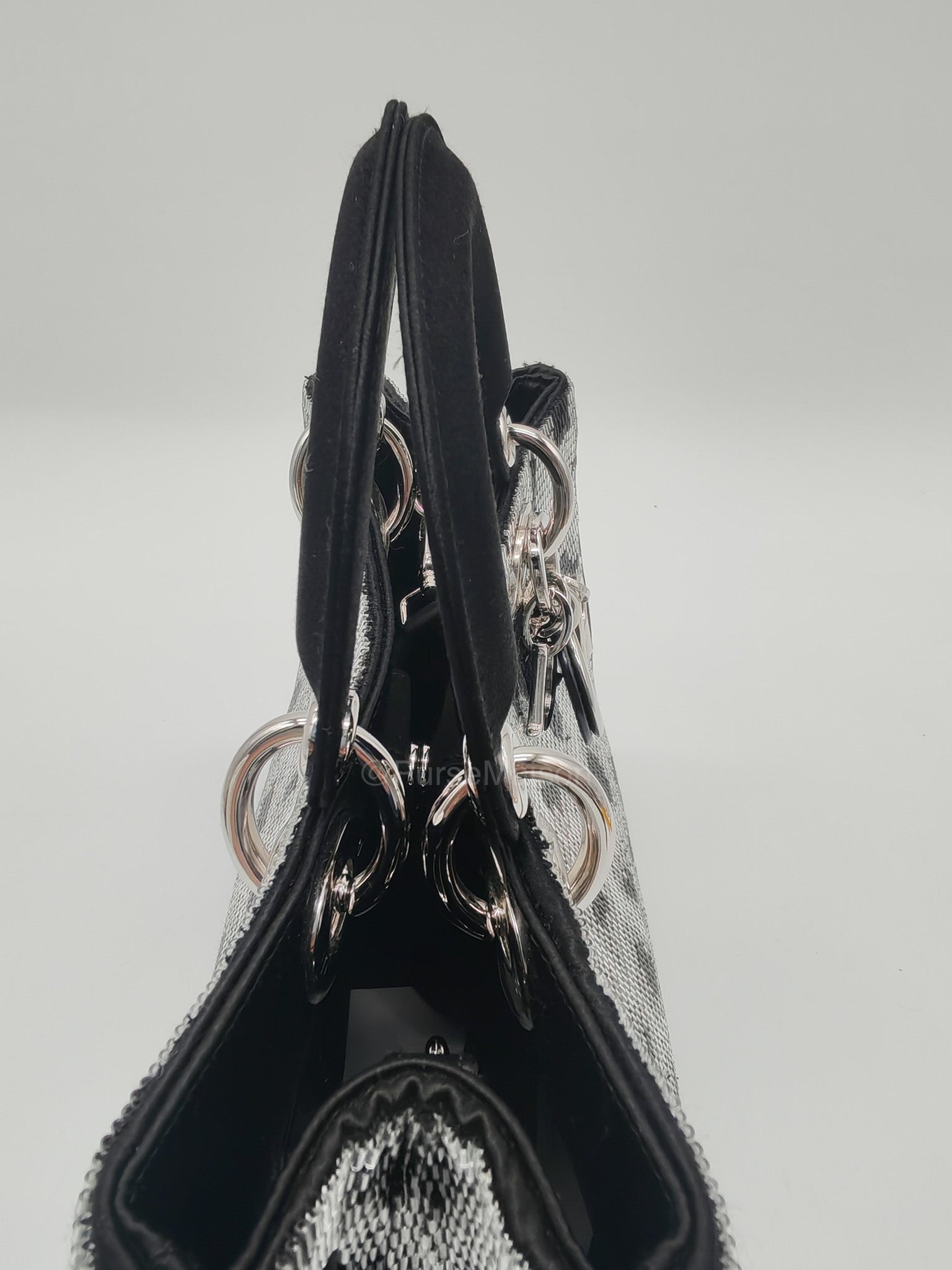 Christian Dior Leopard Lady Dior in Black and Gray  Wool Sequin Leather and Silver Hardware