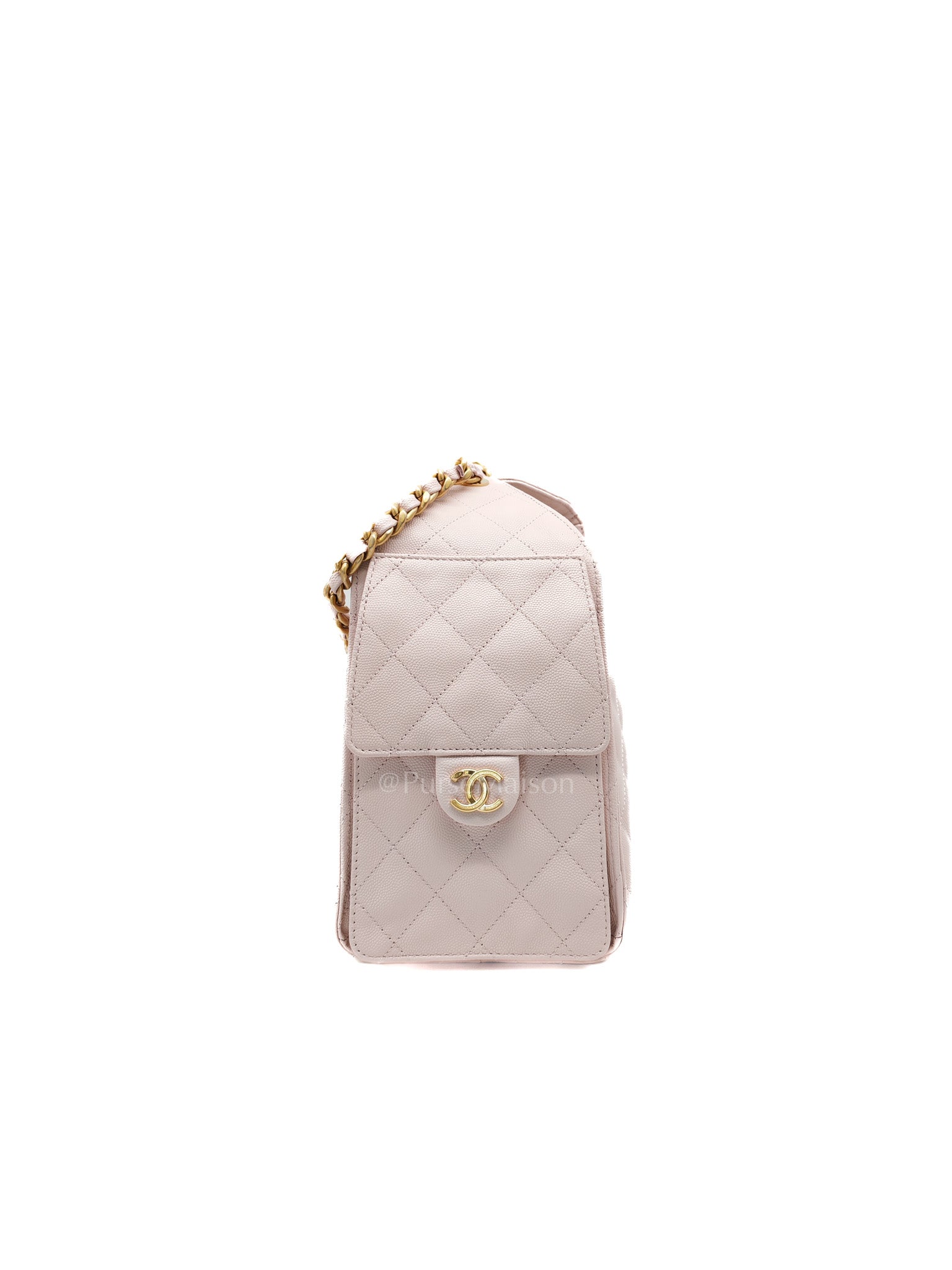 25 Small in Pink Caviar Leather and Aged Gold Hardware (Microchip)