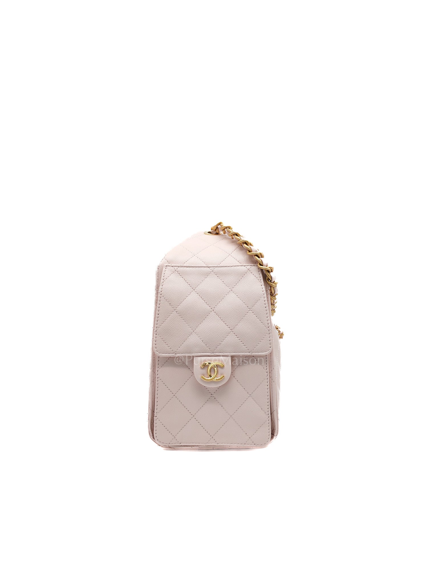 25 Small in Pink Caviar Leather and Aged Gold Hardware (Microchip)