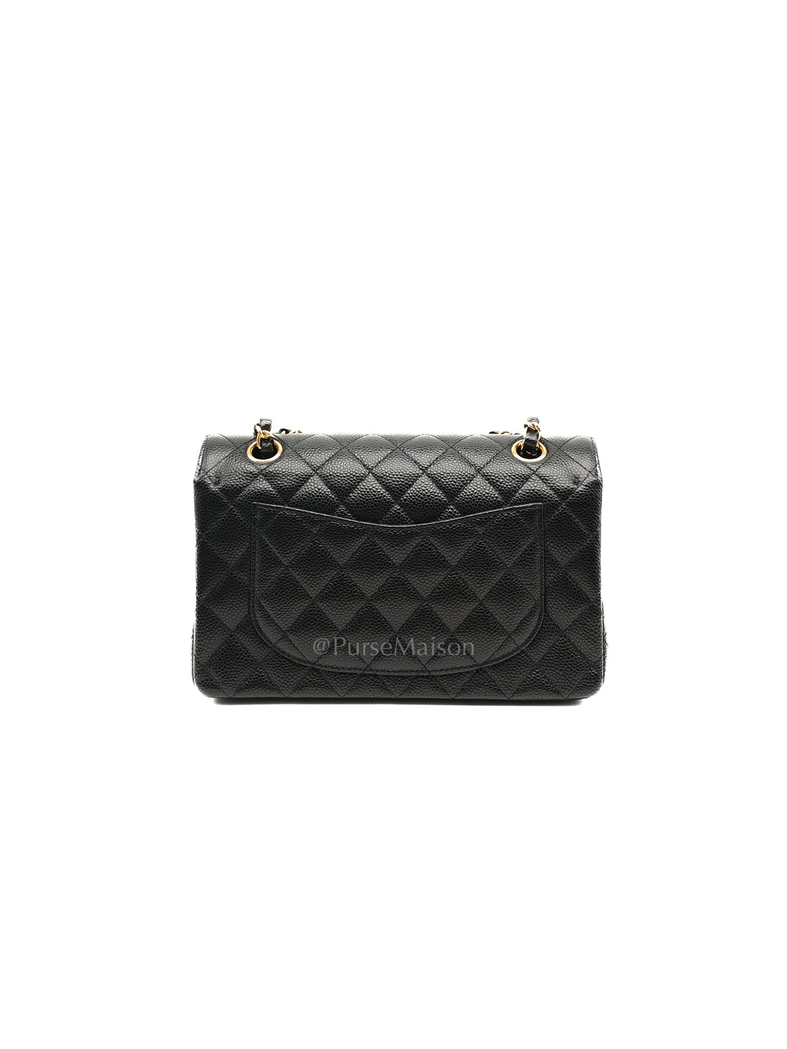 Classic Double Flap Small in Black Caviar Leather Gold Hardware (Microchip)