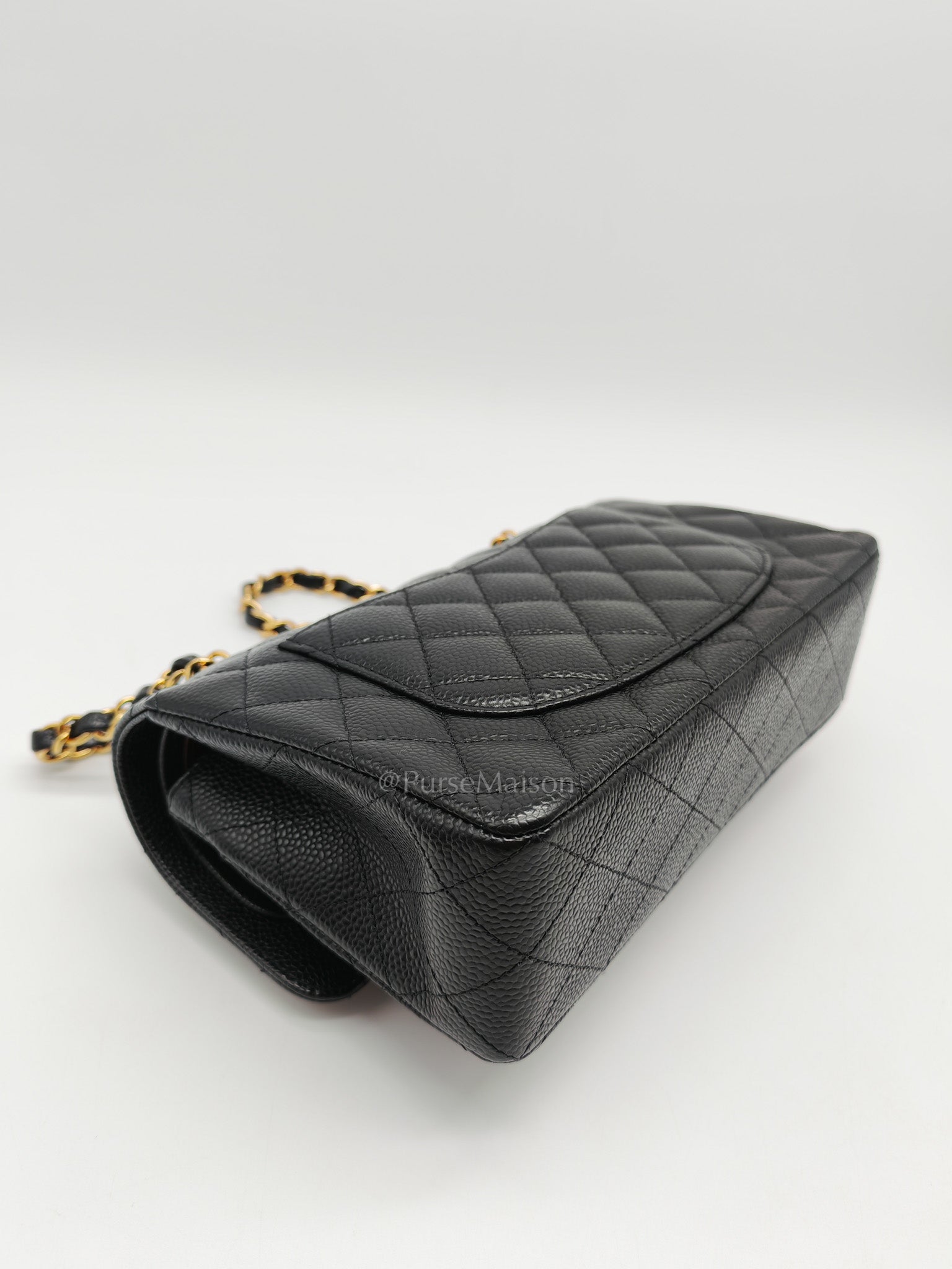 Classic Double Flap Small in Black Caviar Leather Gold Hardware (Microchip)
