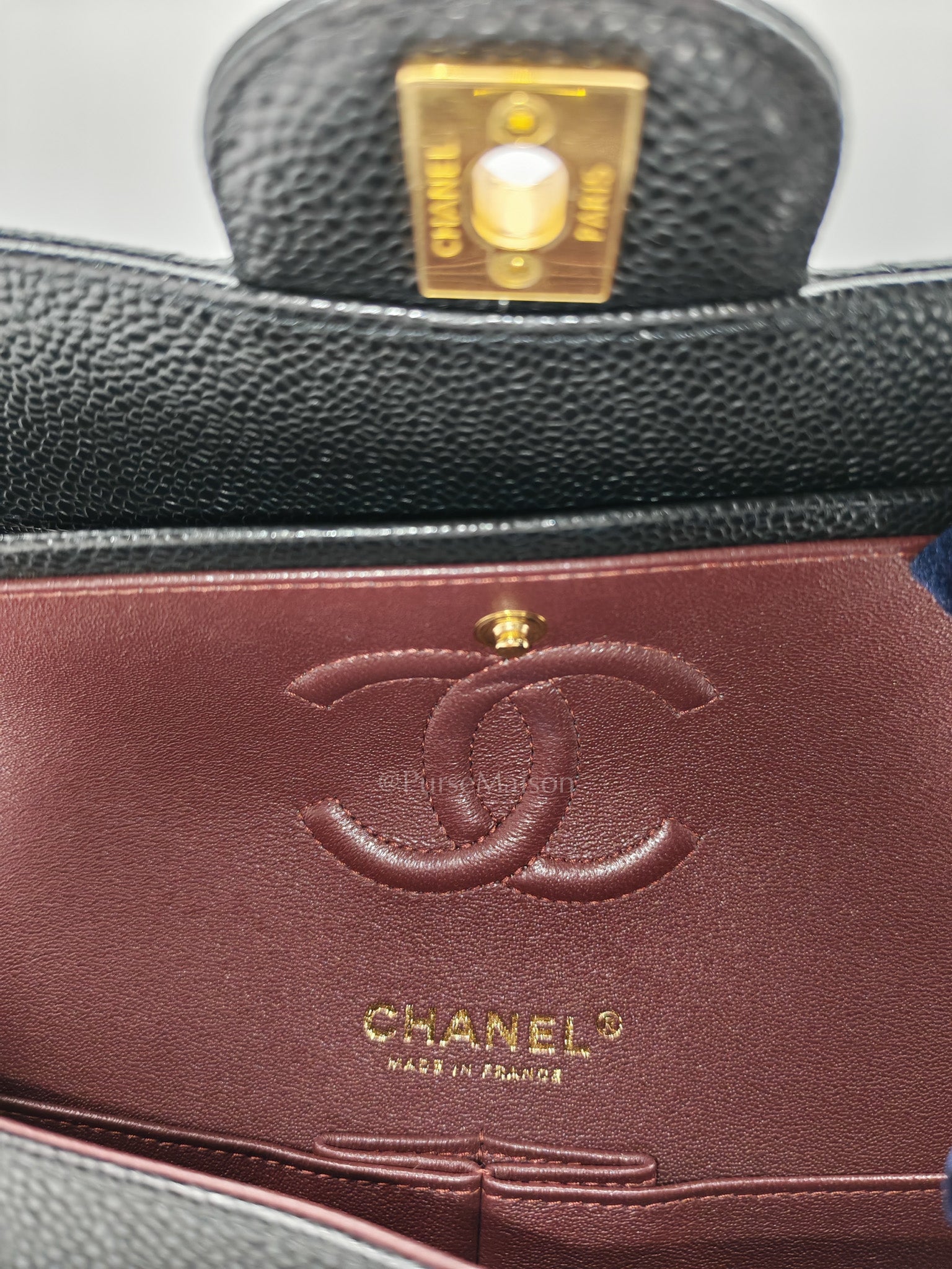 Classic Double Flap Small in Black Caviar Leather Gold Hardware (Microchip)