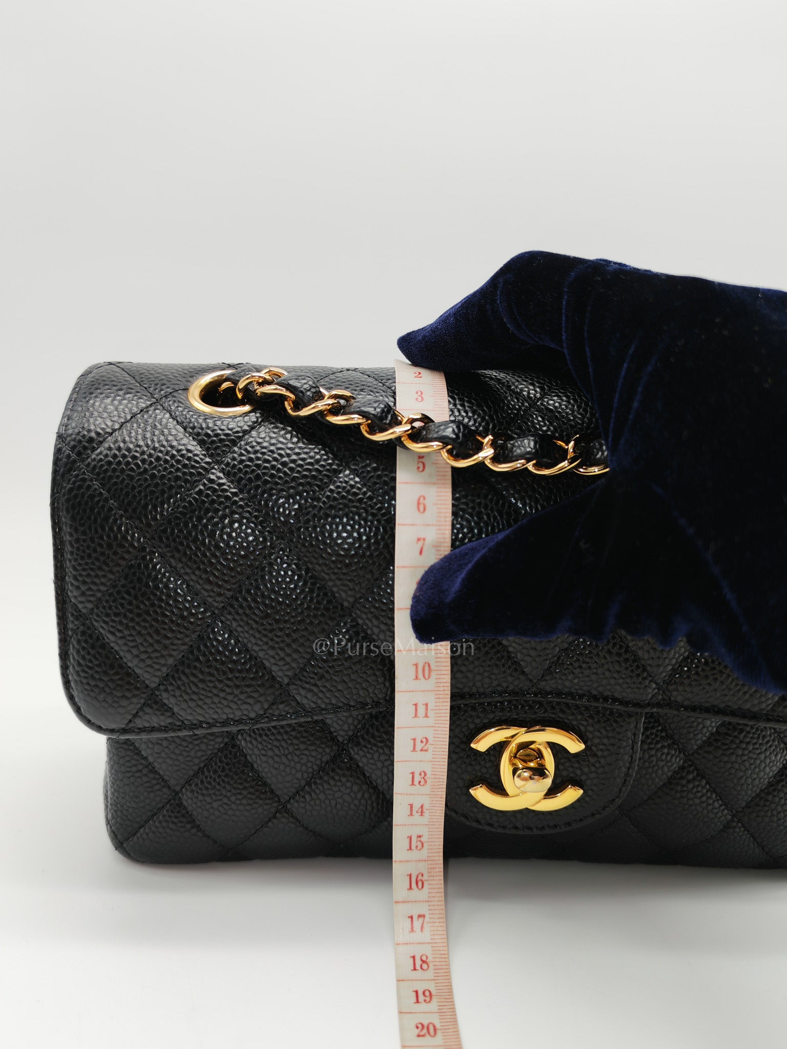 Classic Double Flap Small in Black Caviar Leather Gold Hardware (Microchip)
