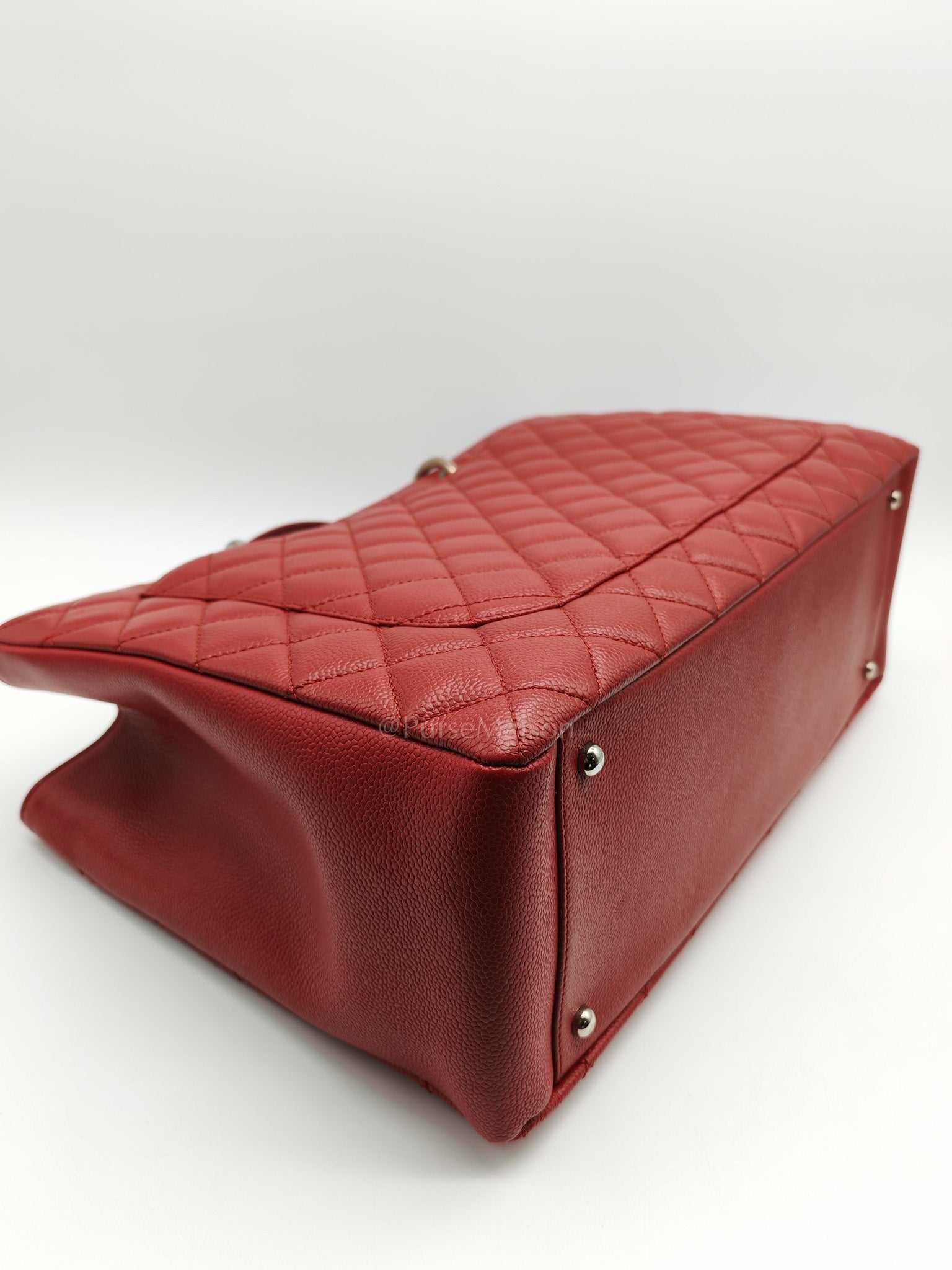 Chanel Grand Shopping Tote Bag XL in Red Caviar Leather Silver Hardware (Series 16)