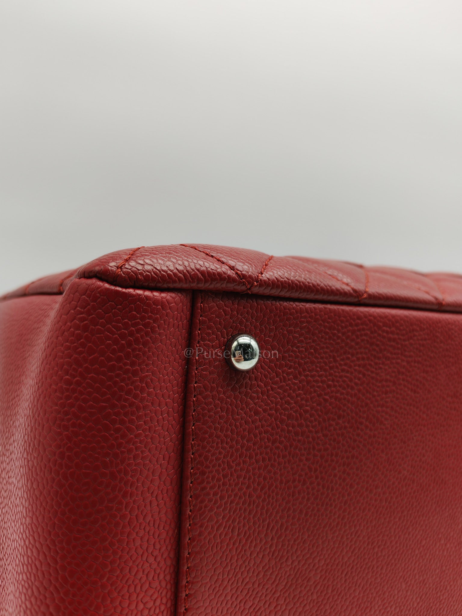 Chanel Grand Shopping Tote Bag XL in Red Caviar Leather Silver Hardware (Series 16)