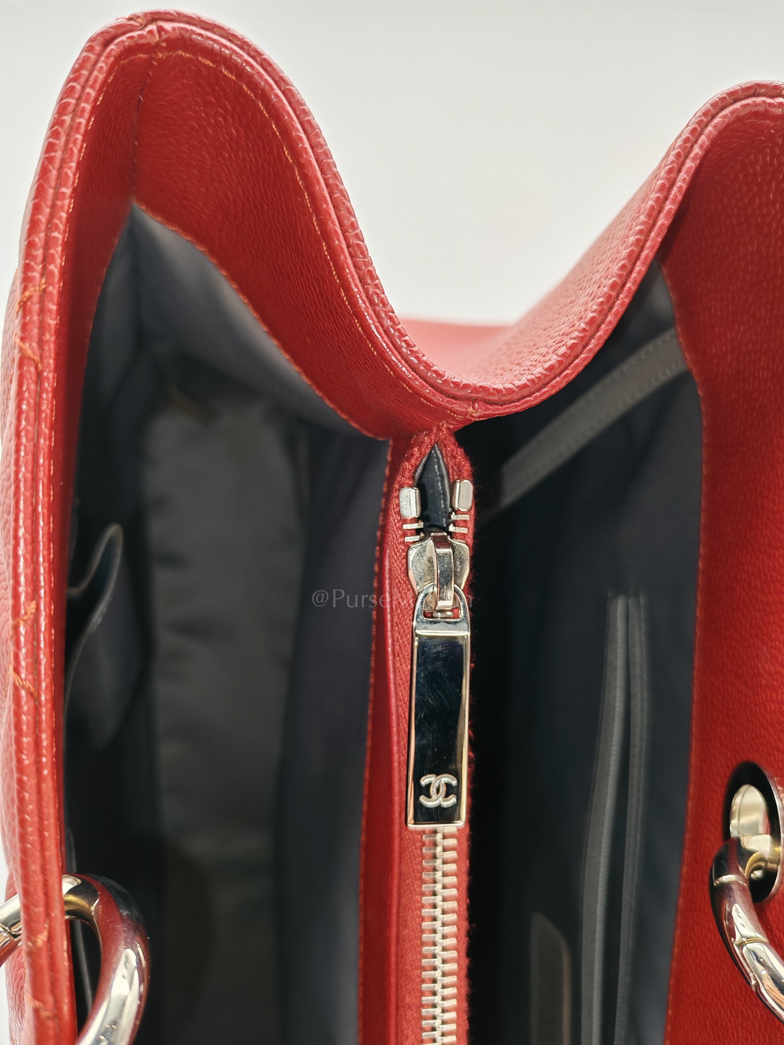 Chanel Grand Shopping Tote Bag XL in Red Caviar Leather Silver Hardware (Series 16)