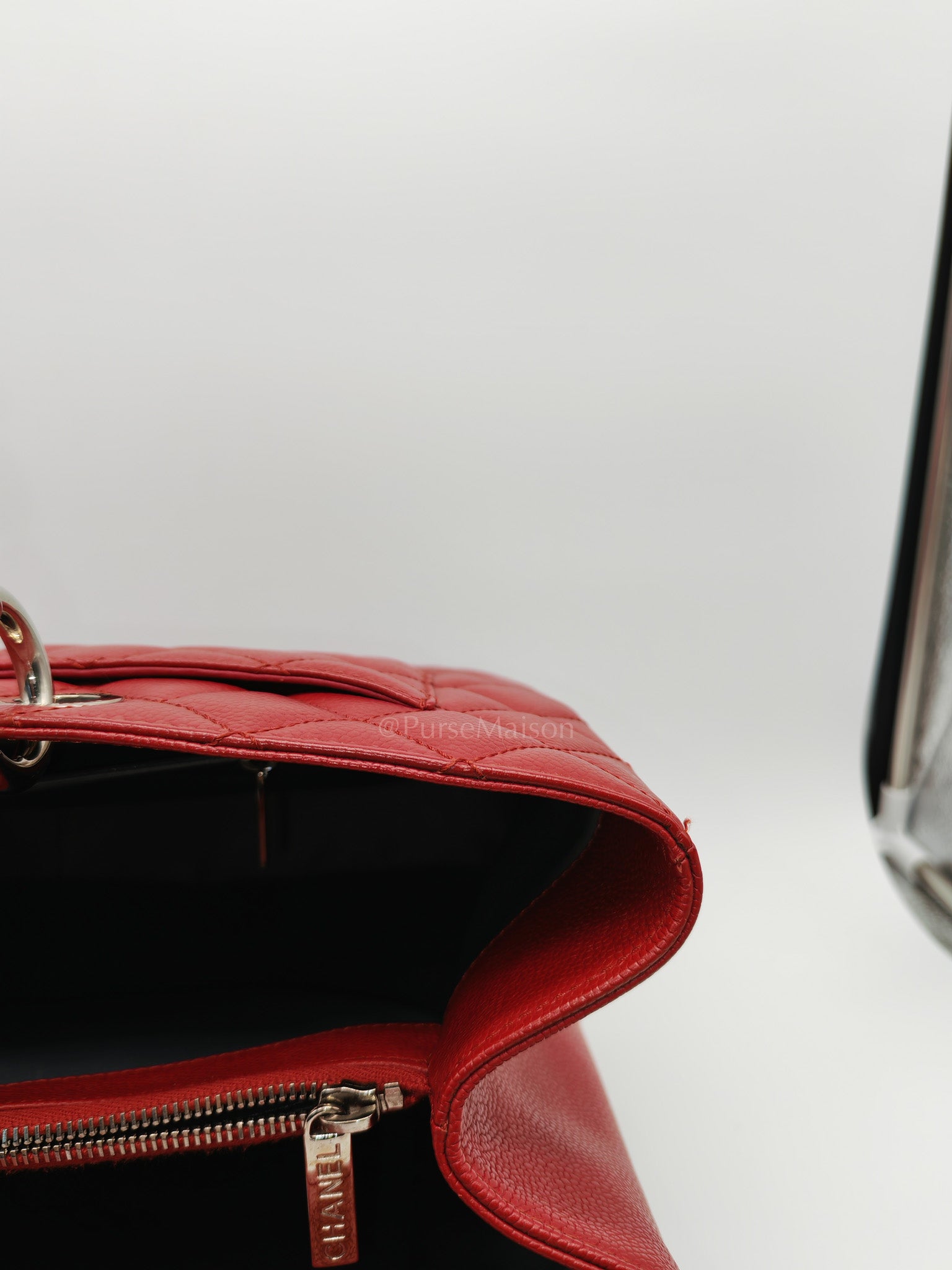 Chanel Grand Shopping Tote Bag XL in Red Caviar Leather Silver Hardware (Series 16)