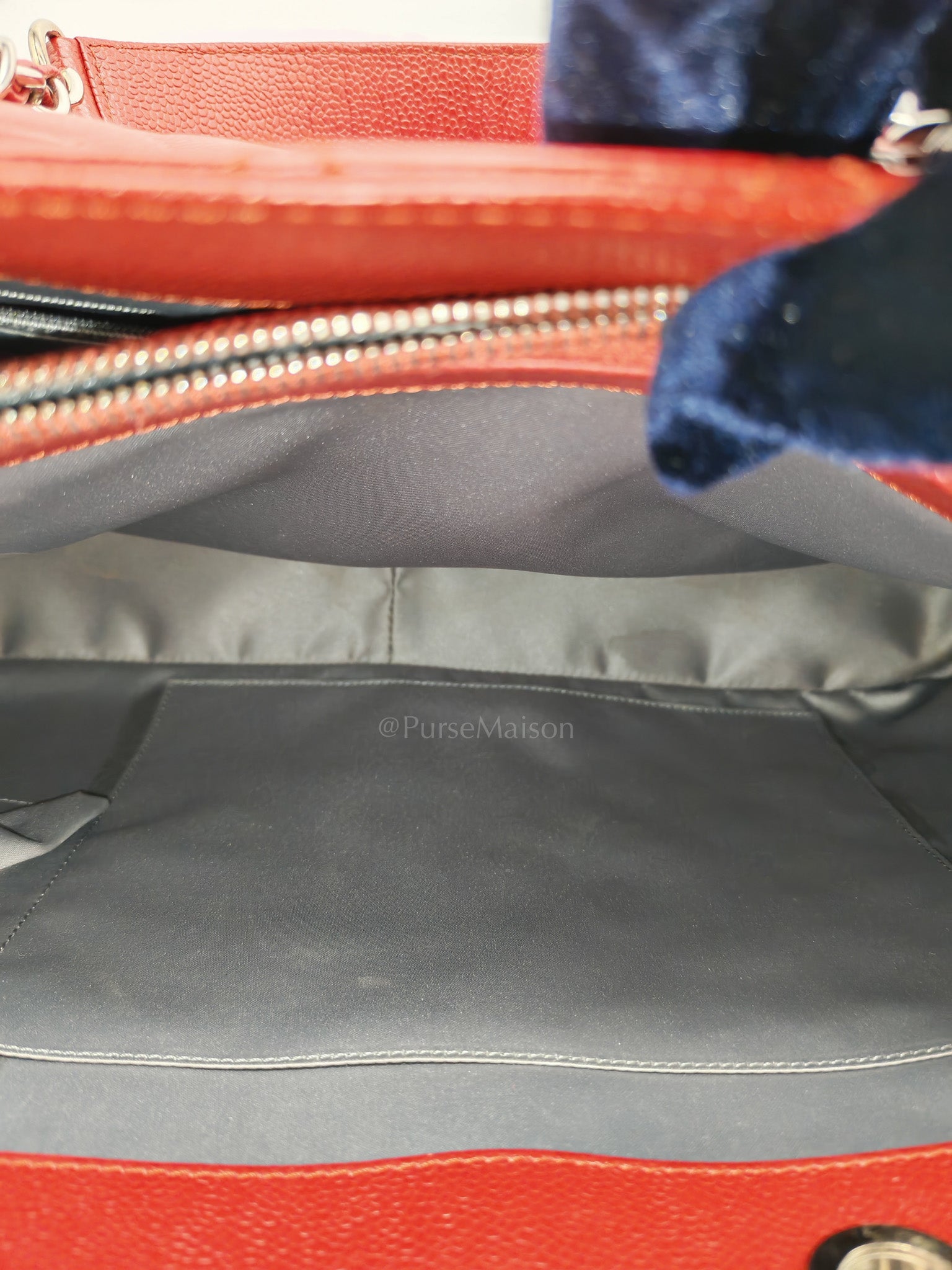 Chanel Grand Shopping Tote Bag XL in Red Caviar Leather Silver Hardware (Series 16)