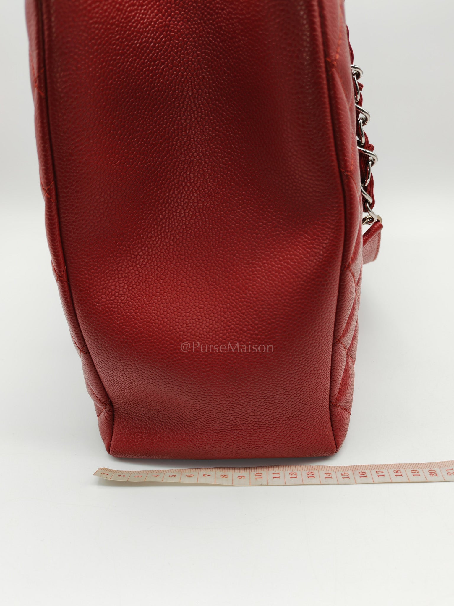 Chanel Grand Shopping Tote Bag XL in Red Caviar Leather Silver Hardware (Series 16)