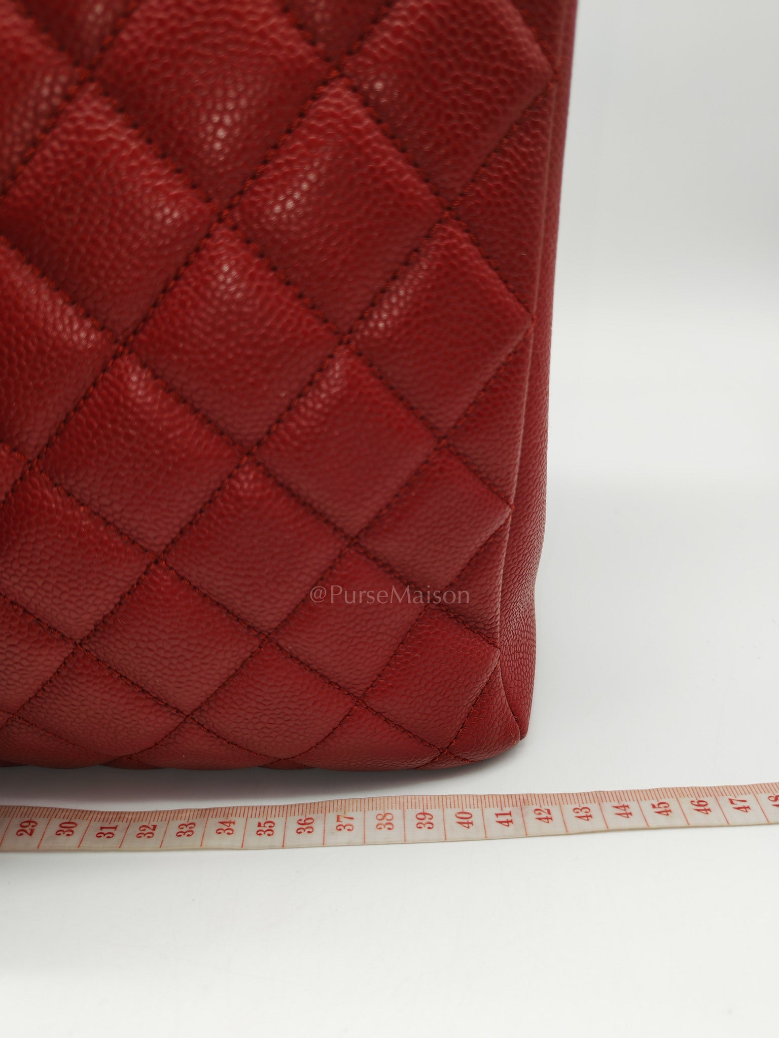 Chanel Grand Shopping Tote Bag XL in Red Caviar Leather Silver Hardware (Series 16)