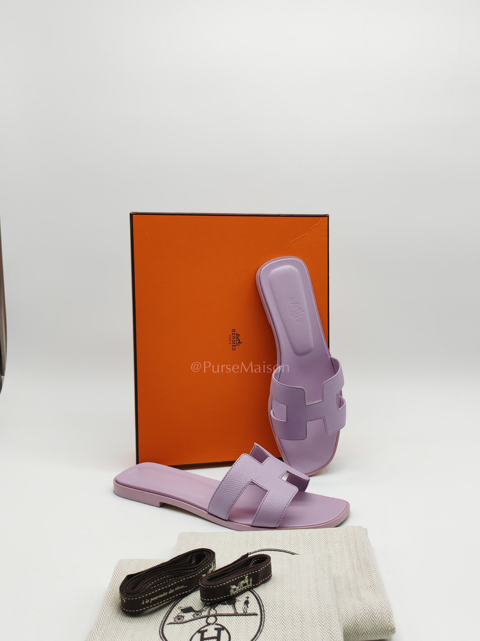 Oran Sandals in Violet Amethyste Epsom Calfskin Leather Size 38 (24cm)
