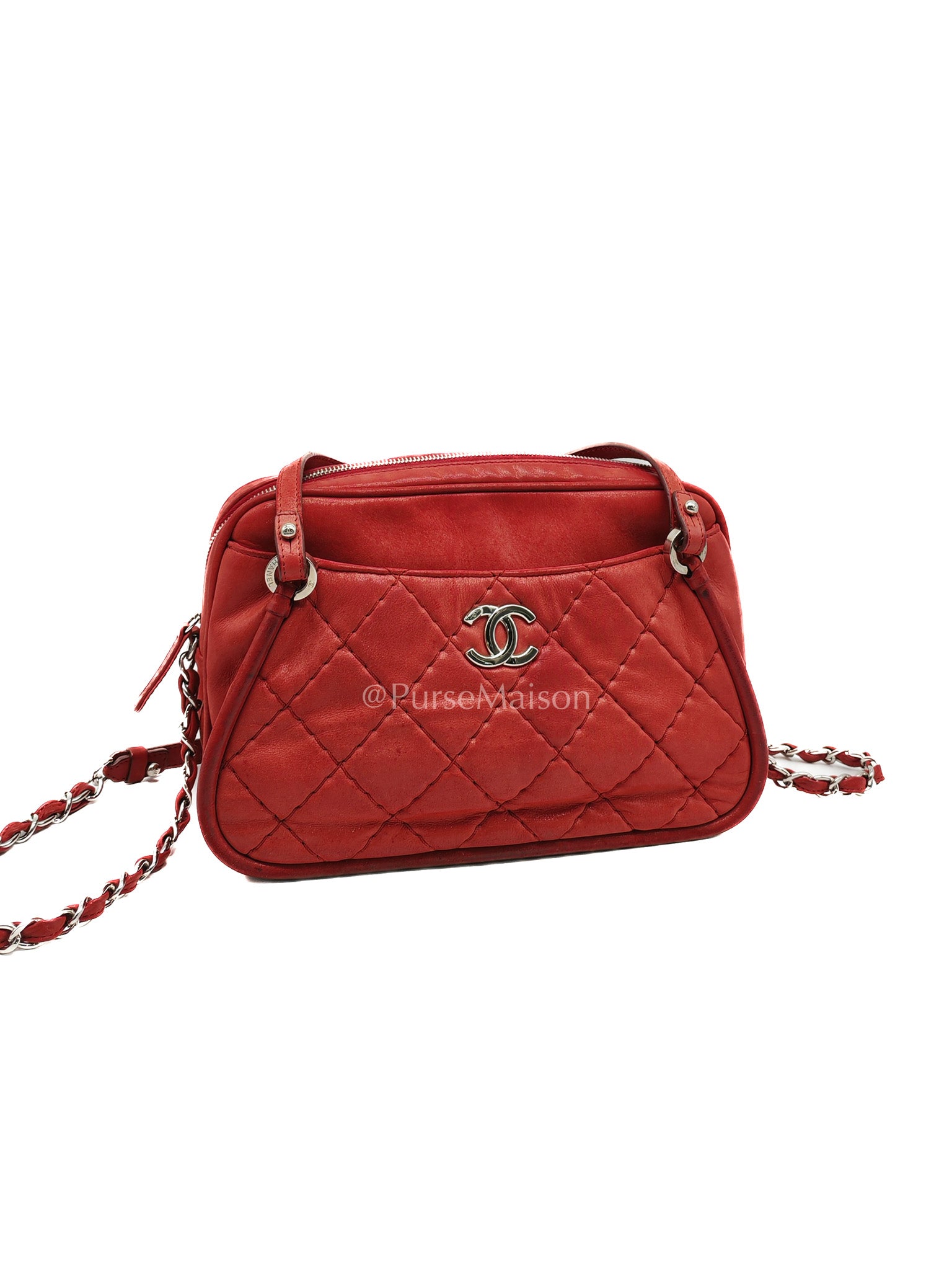 Chanel Iridescent Quilted Calfskin Leather Camera Bag and Silver Hardware Series 16