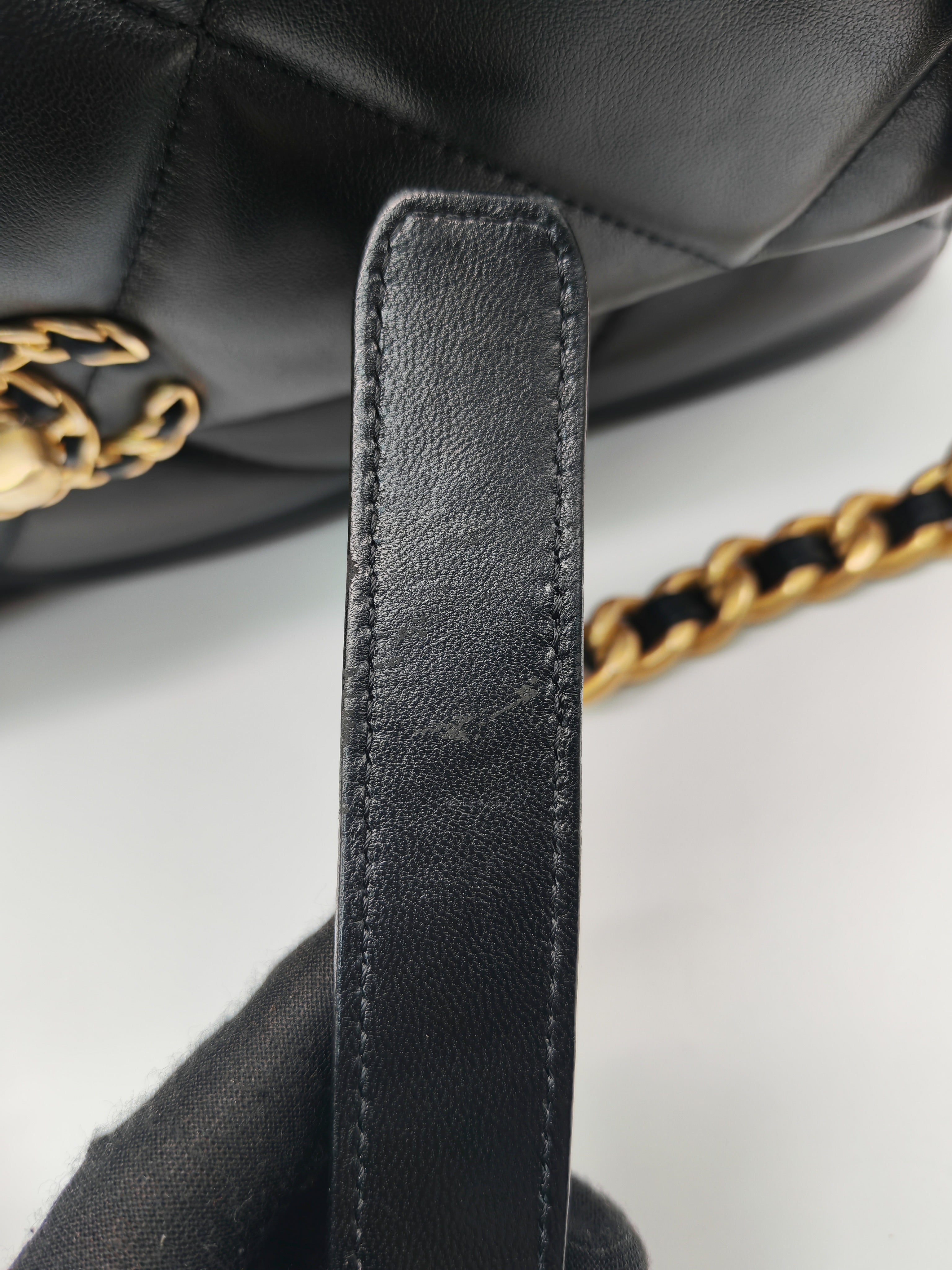 Chanel 19 Flap Bag Medium in Black Lambskin Leather Mix Hardware (Microchip)