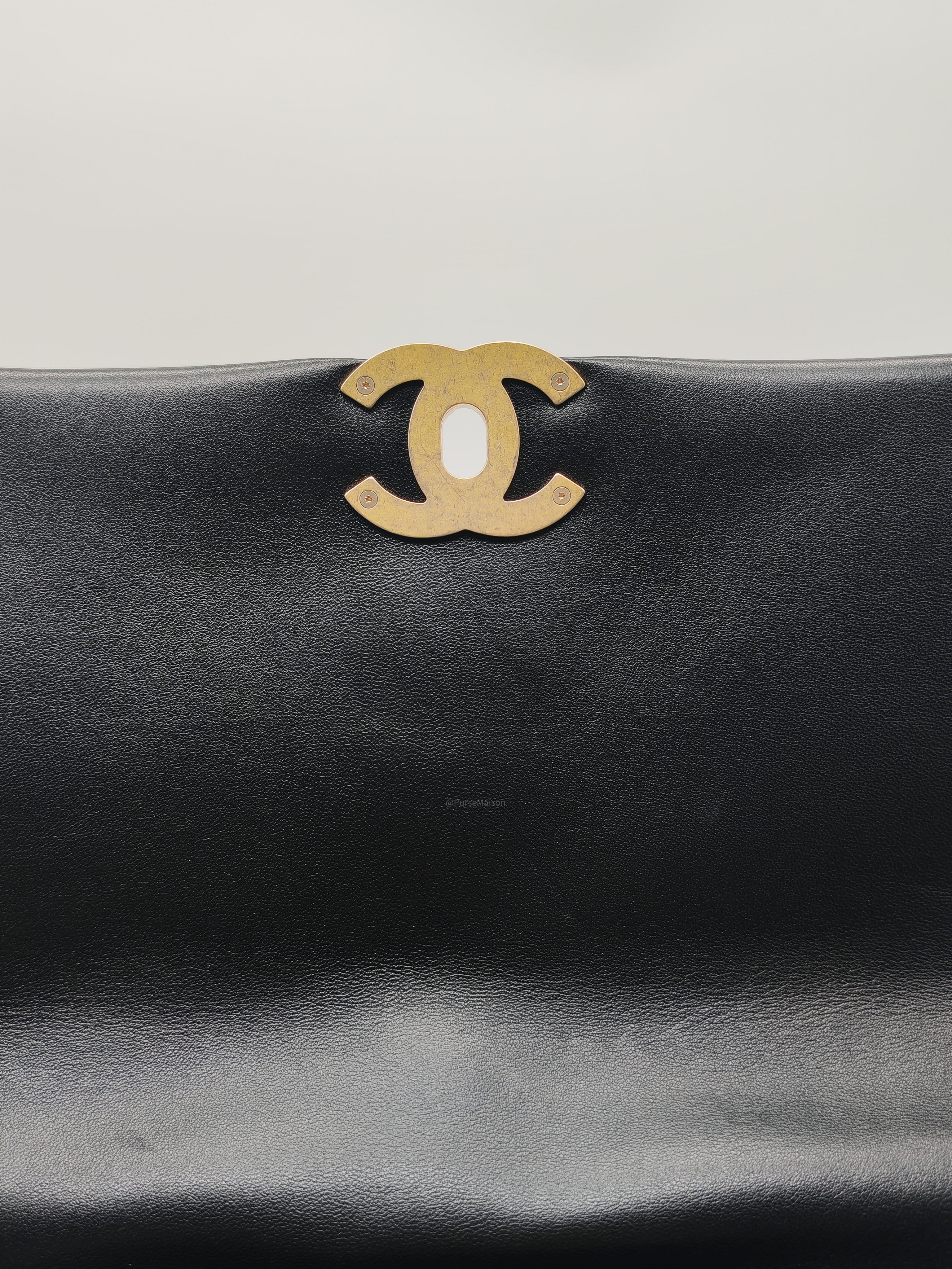 Chanel 19 Flap Bag Medium in Black Lambskin Leather Mix Hardware (Microchip)