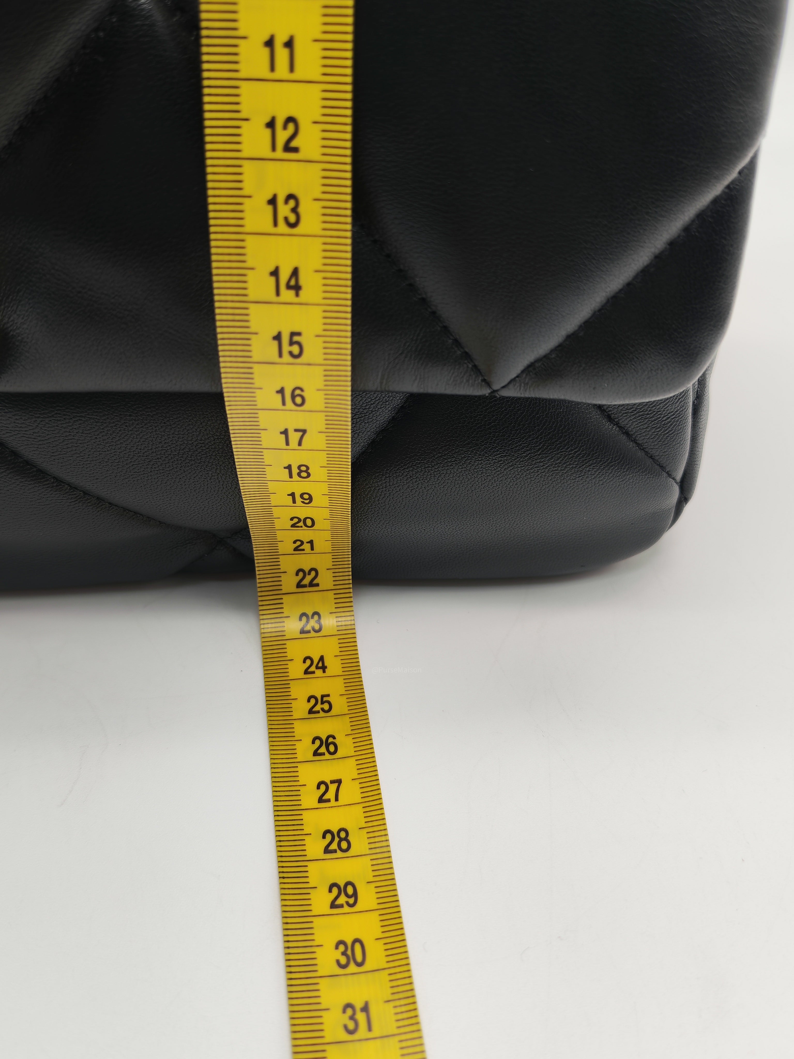 Chanel 19 Flap Bag Medium in Black Lambskin Leather Mix Hardware (Microchip)