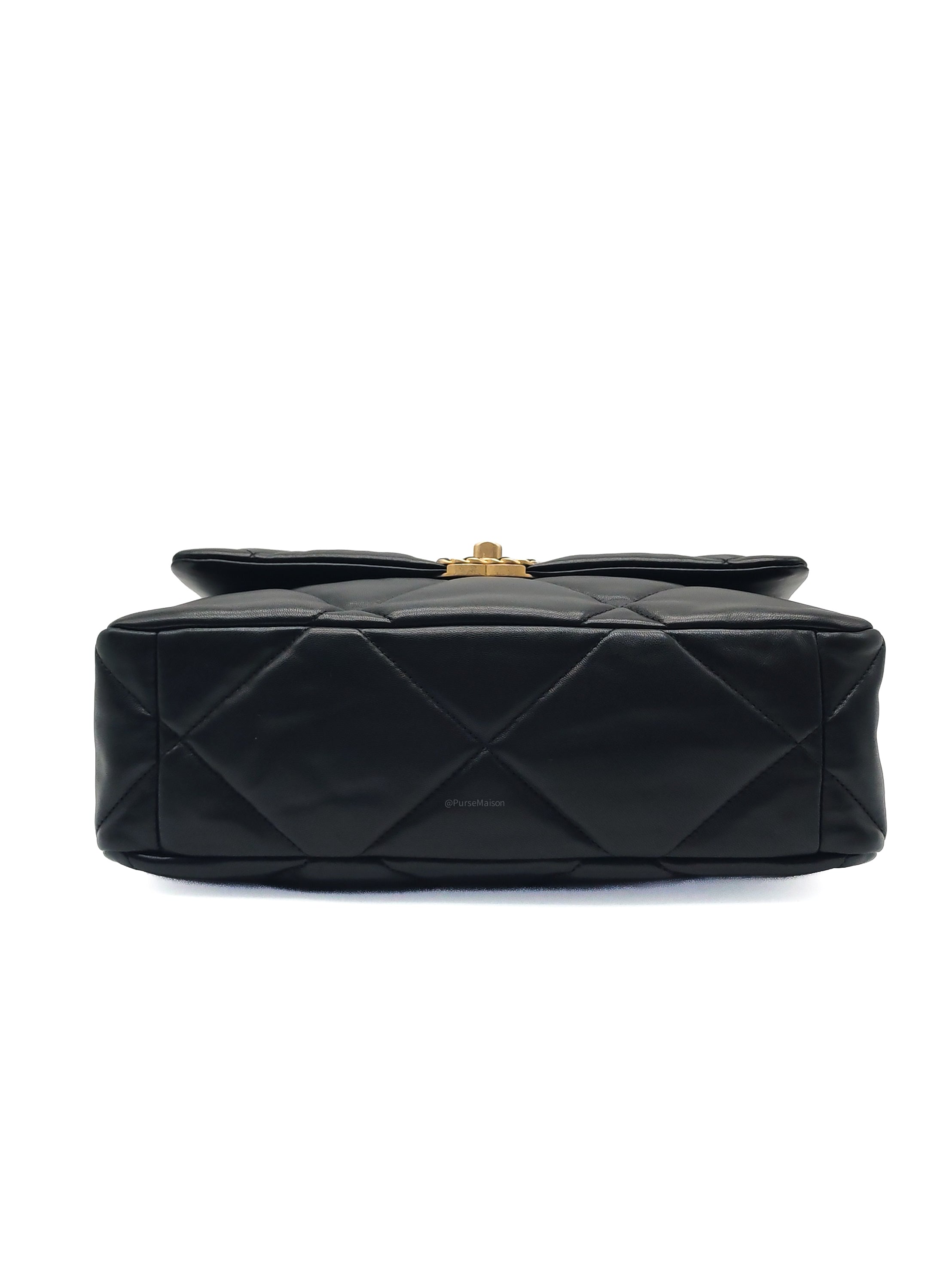 Chanel 19 Flap Bag Medium in Black Lambskin Leather Mix Hardware (Microchip)