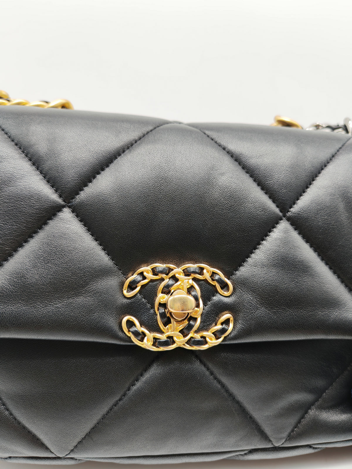 Chanel 19 Small in Black Quilted Lambskin Leather and Mixed Hardware (Microchip)