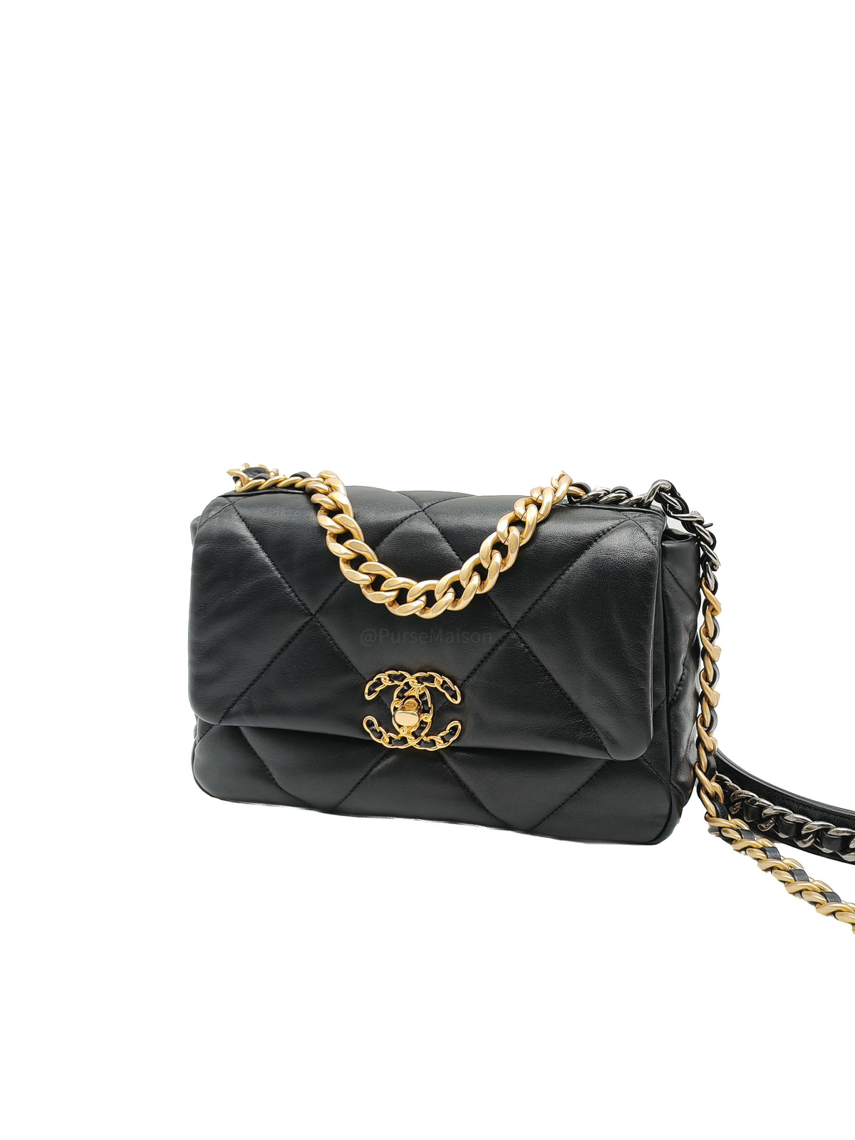 Chanel 19 Small in Black Quilted Lambskin Leather and Mixed Hardware (Microchip)