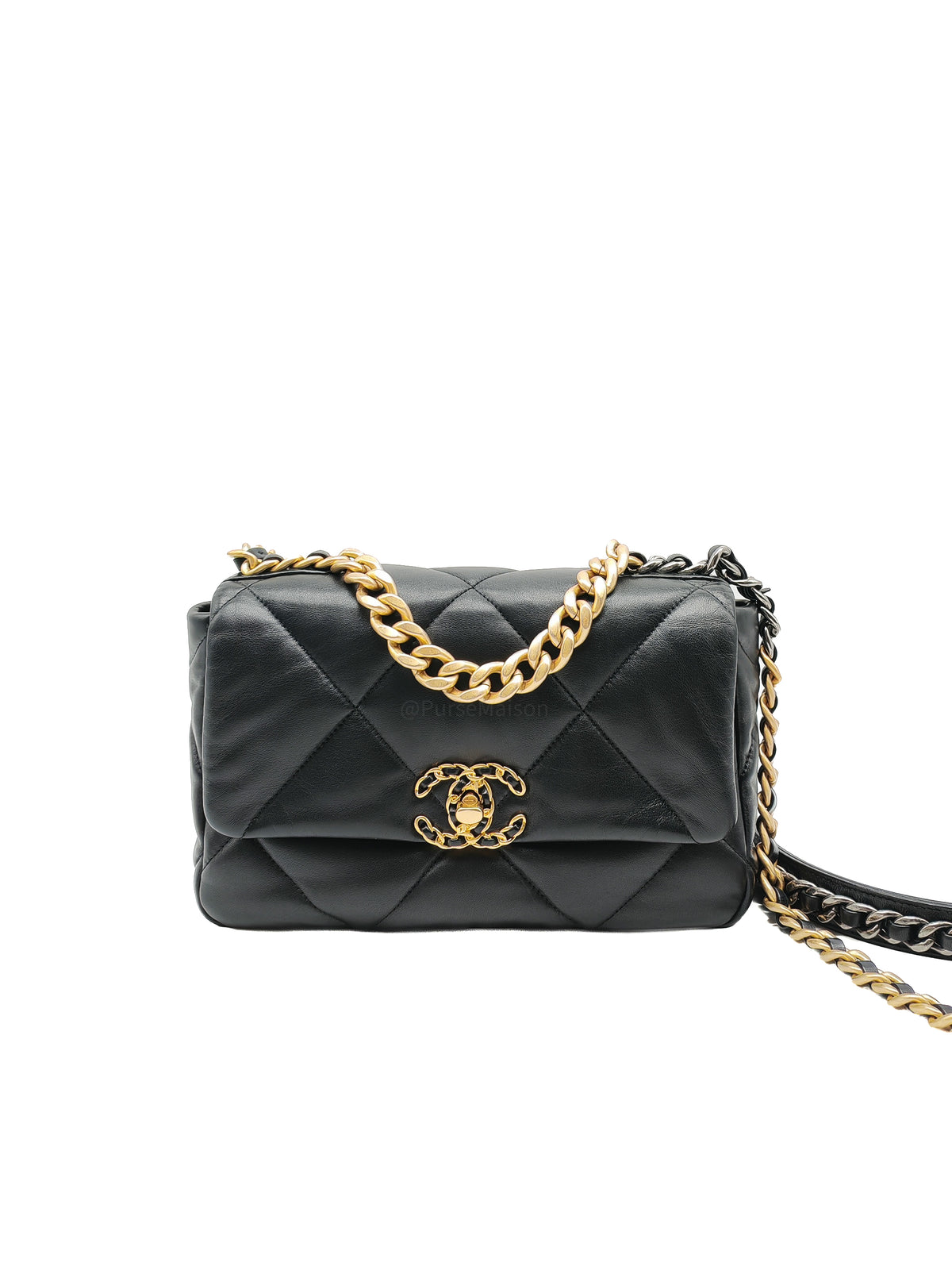 Chanel 19 Small in Black Quilted Lambskin Leather and Mixed Hardware (Microchip)