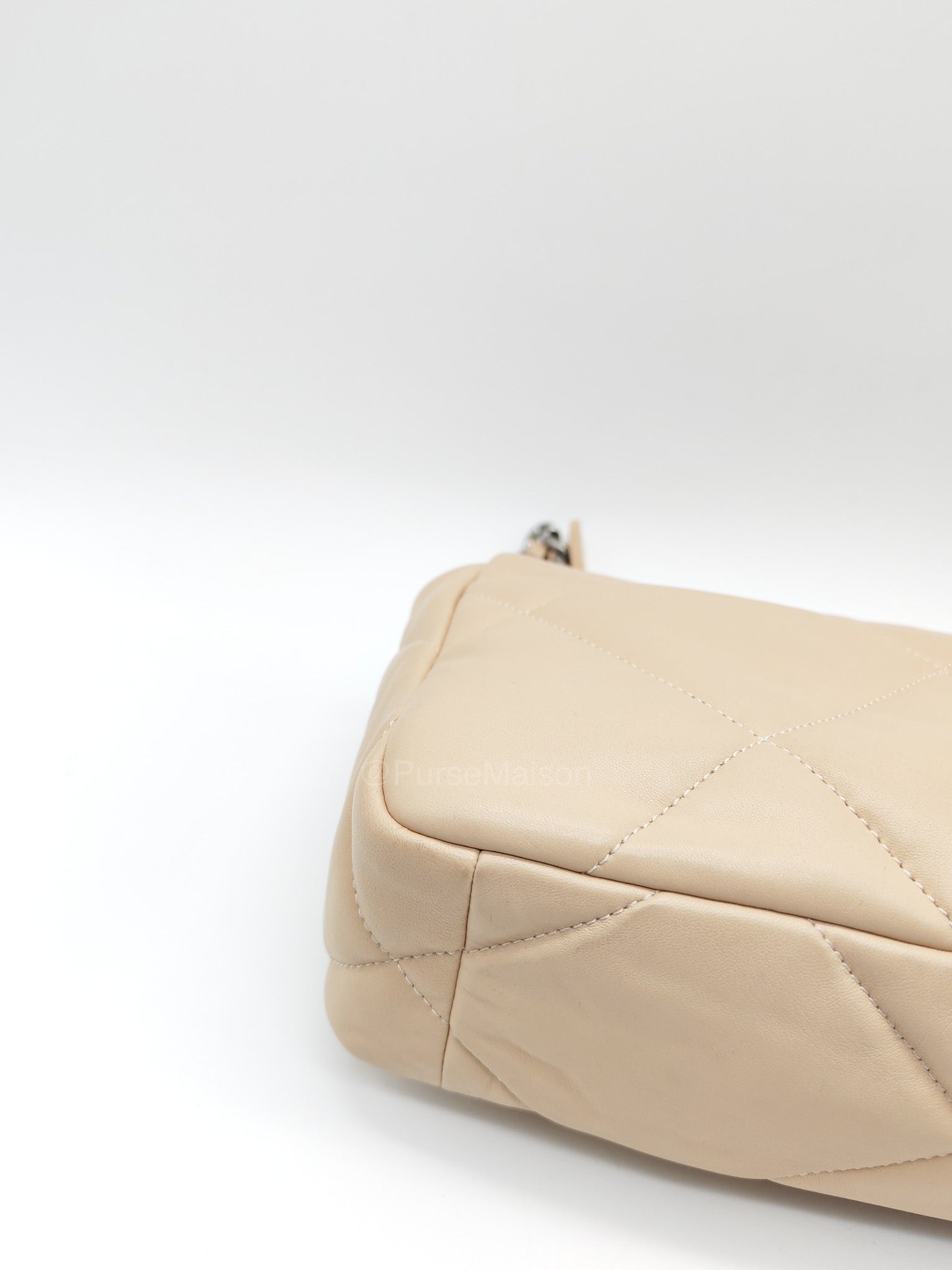 Chanel 19 Flap Bag Small in Beige Quilted Lambskin Leather and Mixed Hardware Microchip