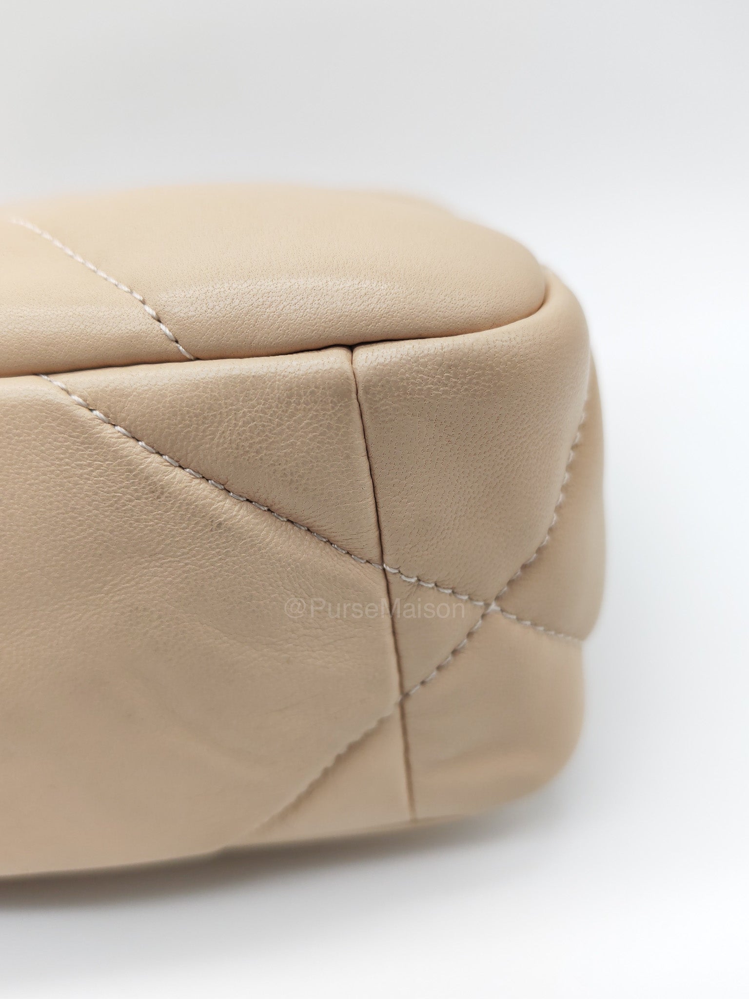 Chanel 19 Flap Bag Small in Beige Quilted Lambskin Leather and Mixed Hardware Microchip