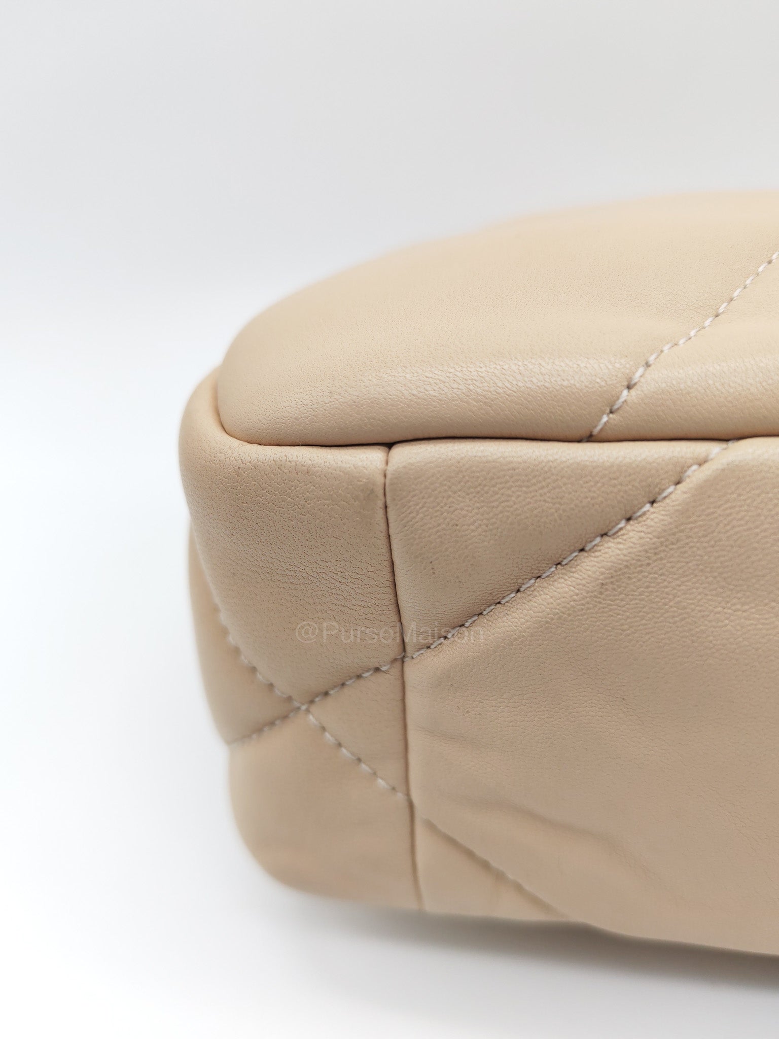 Chanel 19 Flap Bag Small in Beige Quilted Lambskin Leather and Mixed Hardware Microchip