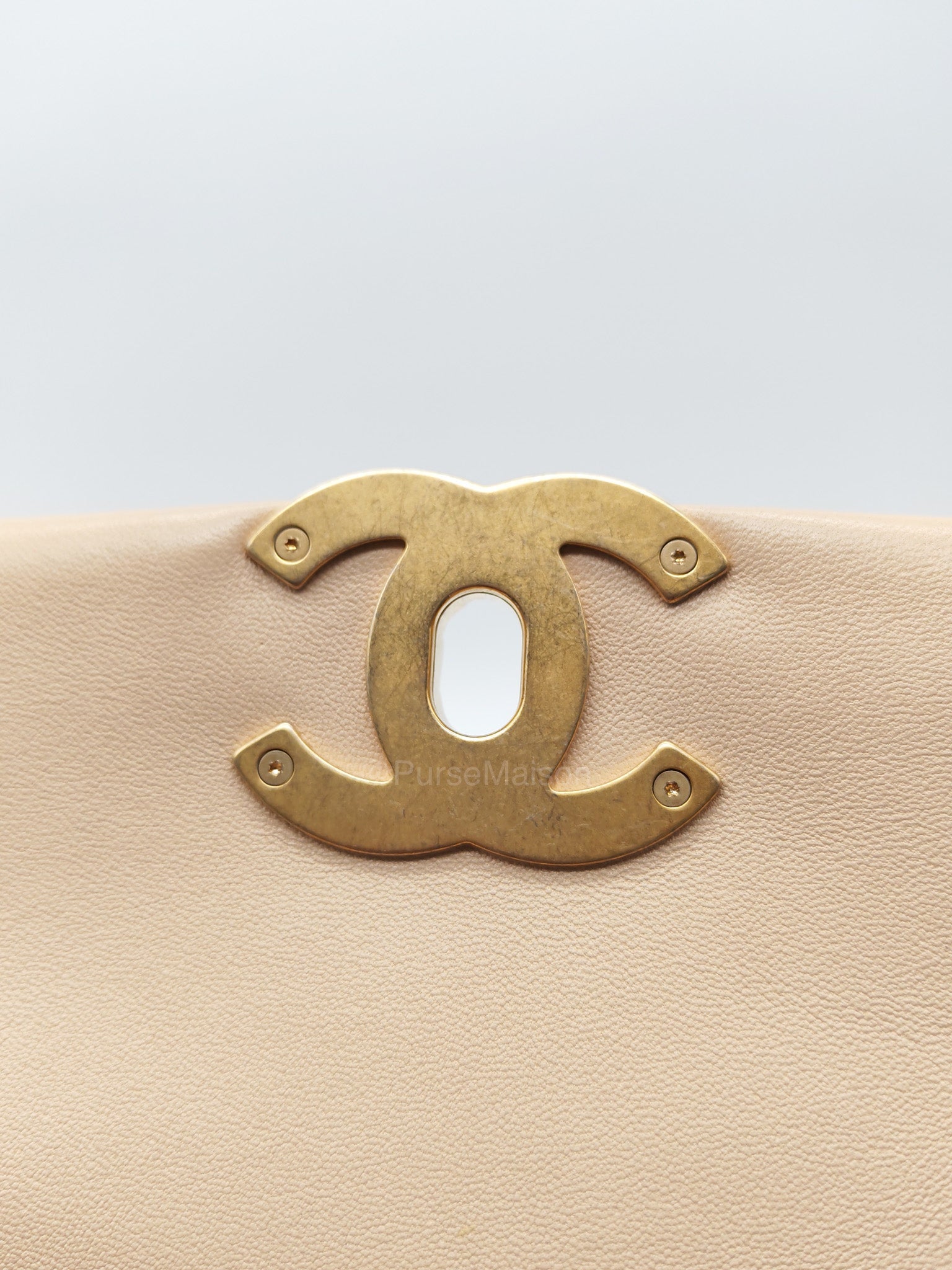 Chanel 19 Flap Bag Small in Beige Quilted Lambskin Leather and Mixed Hardware Microchip